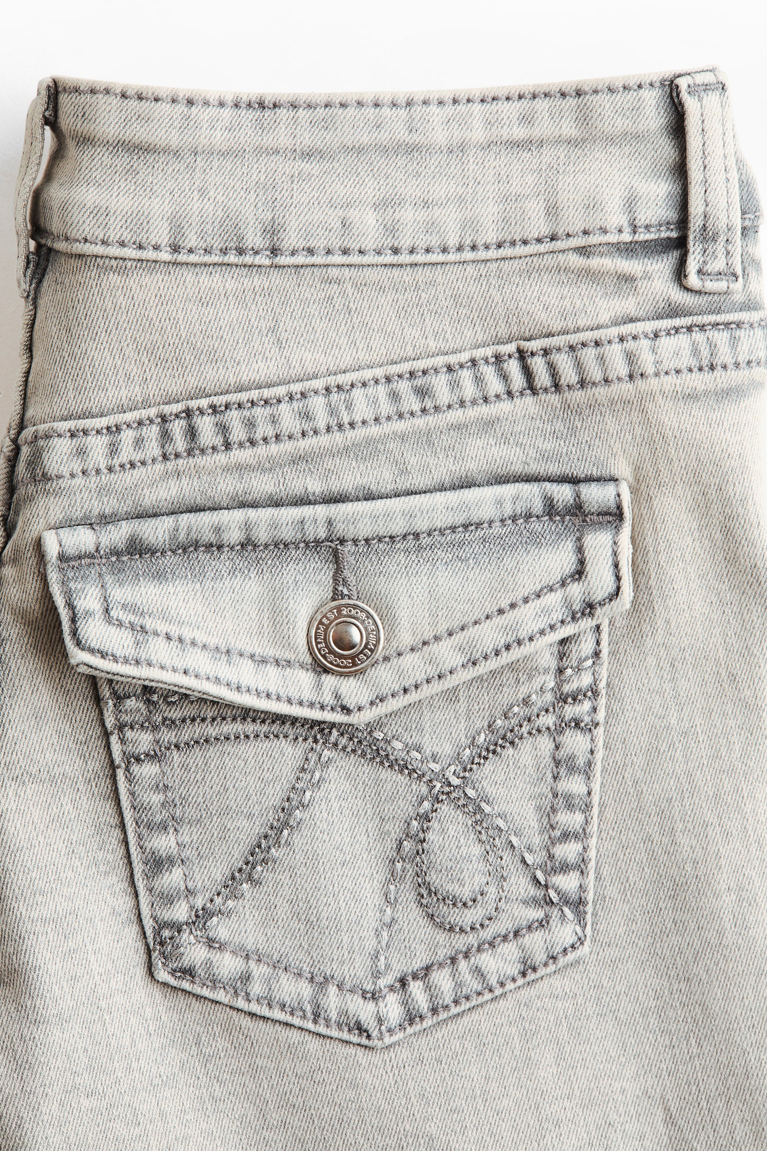 Flared Low Waist Jeans-Grey - 8
