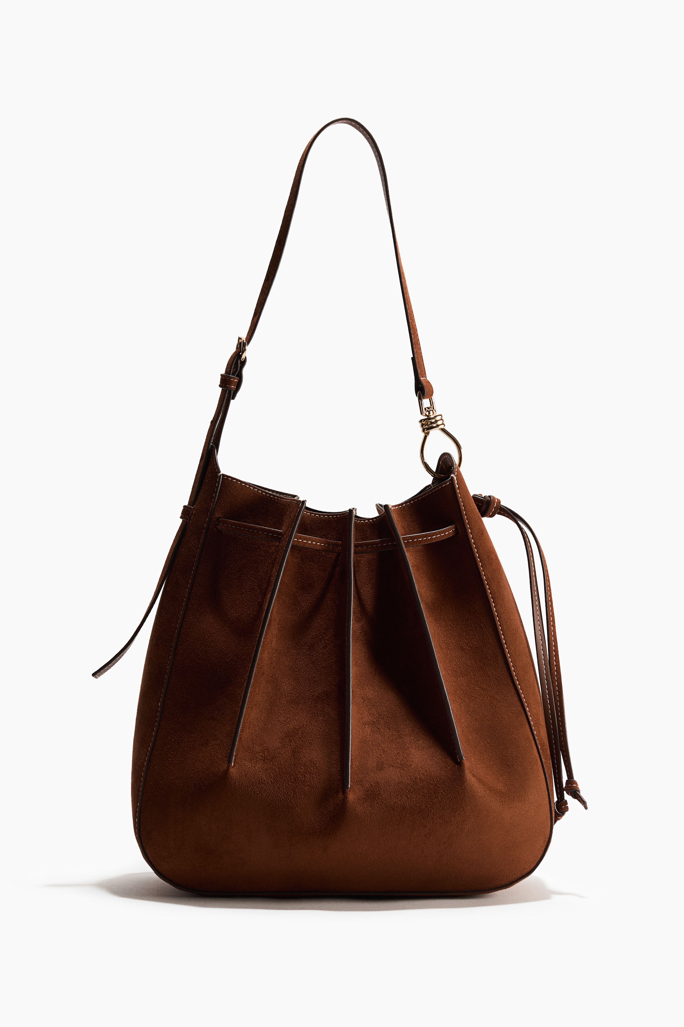 Pleated Shoulder Bag - Brown
