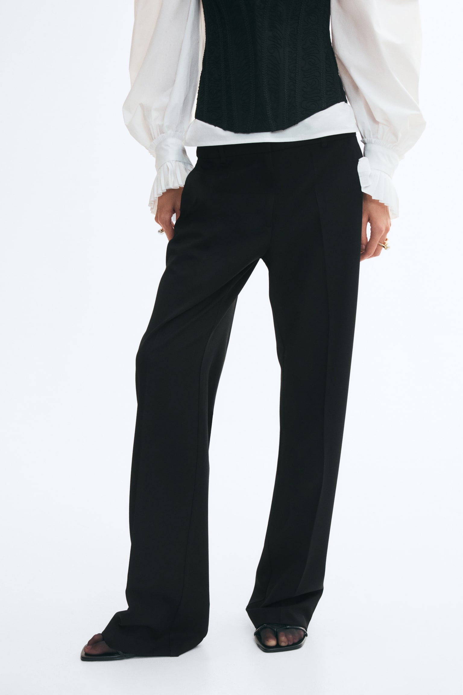 Женские брюки H&M Twill Dress Pants, цвет: Чёрный — фото 3