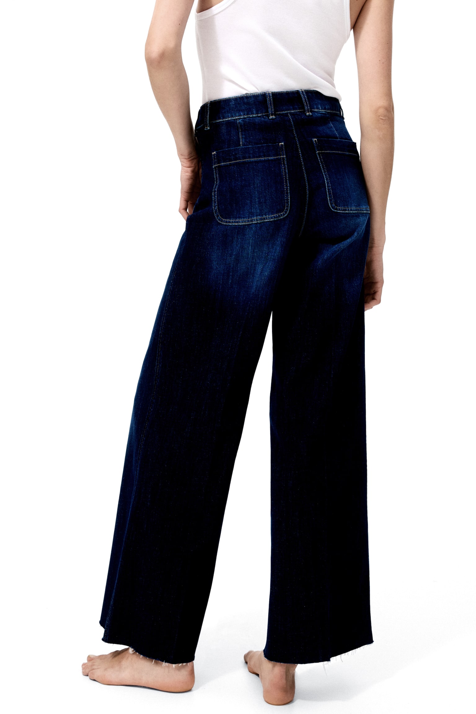 Женские джинсы H&M Wide High, цвет: Тёмный джинсовый синий — фото 4
