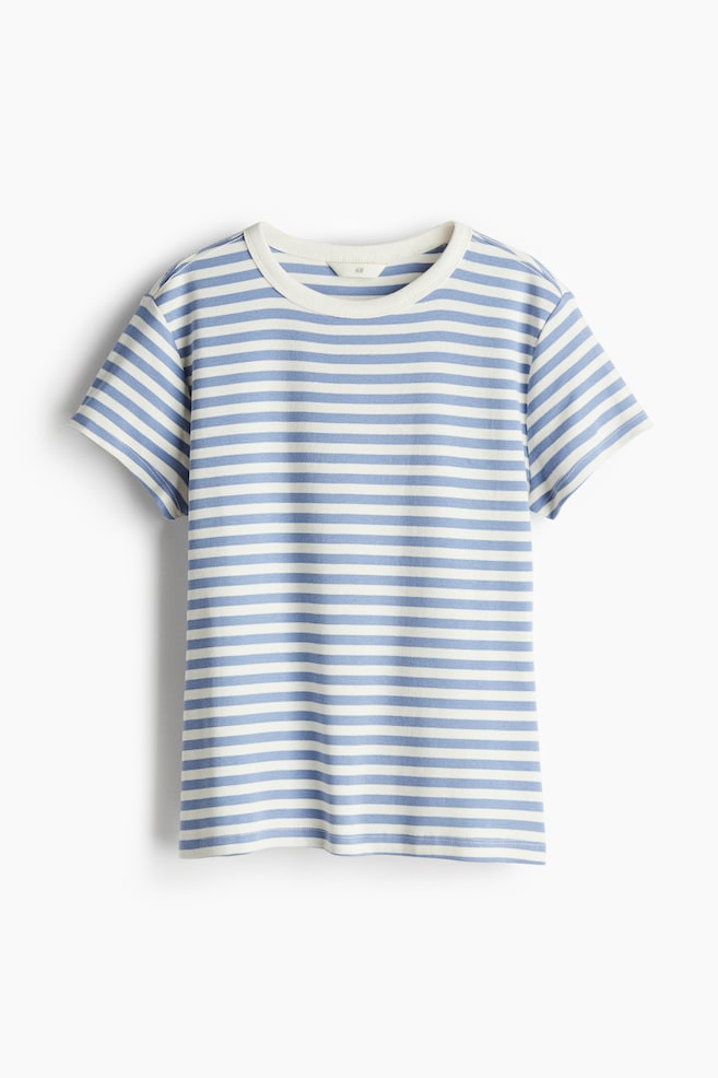 Fitted T-shirt - White/Dusty blue striped/Beige/Manhattan - 1