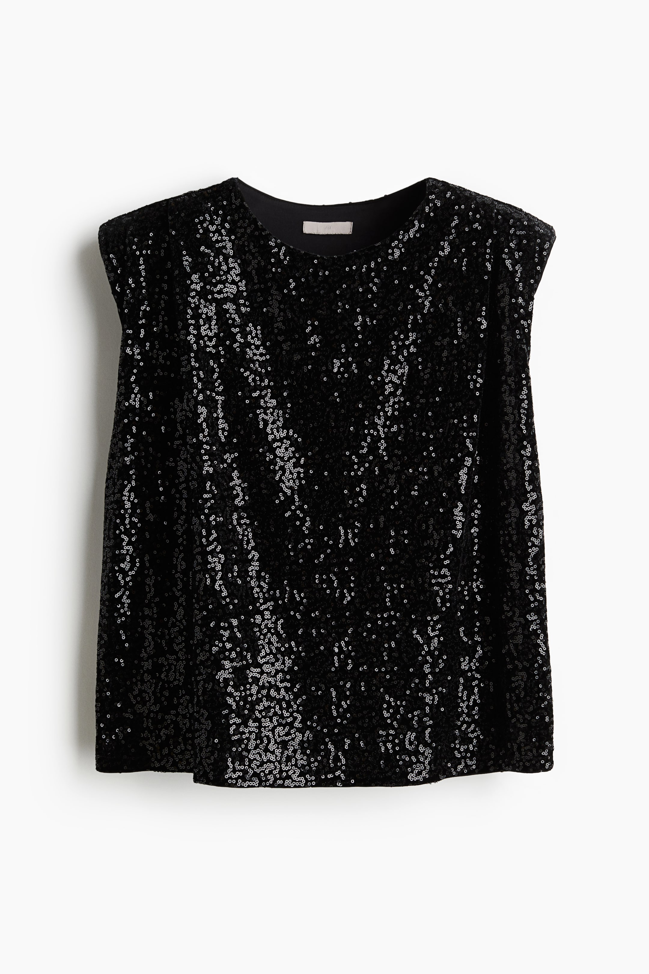 Sequined Top with Shoulder Pads