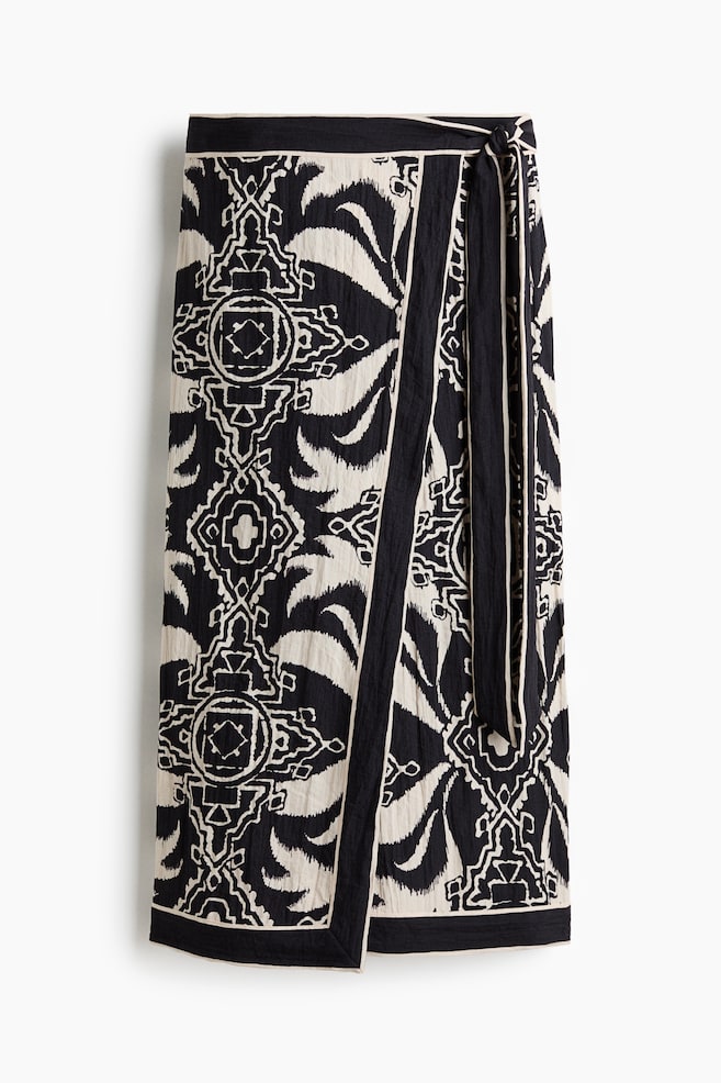 Printed wrap skirt - Black/patterned/Green/floral - 1
