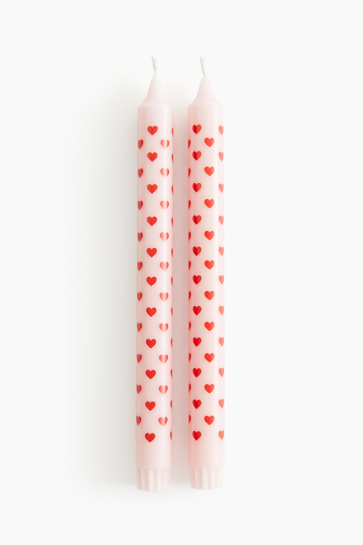 Lot de 2 bougies à motif - Rose clair/cœurs - Home All | H&M CA