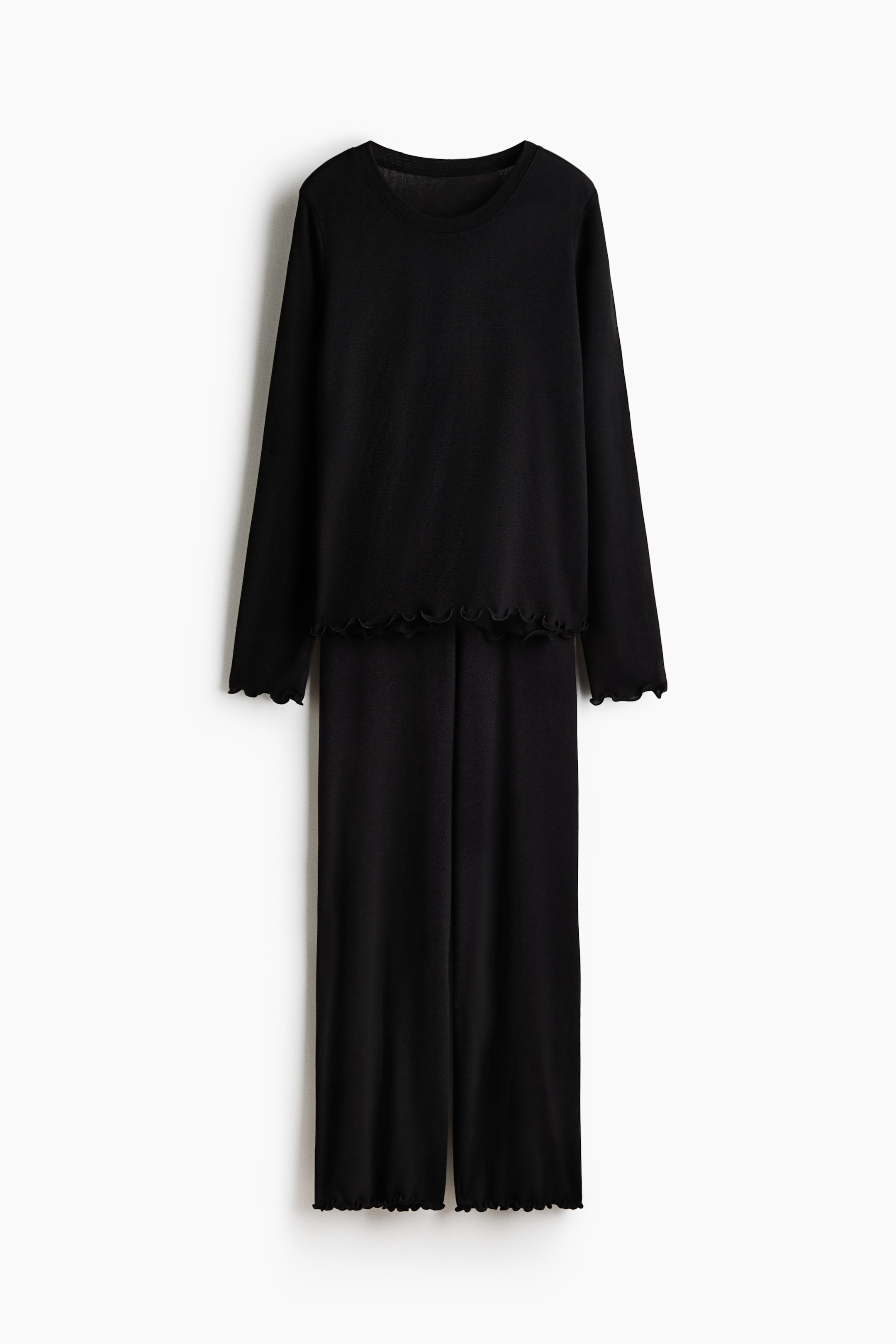 Prikaži veću sliku: Pidžama od četkanog žerseja - Crna - Ladies | H&M RS 1