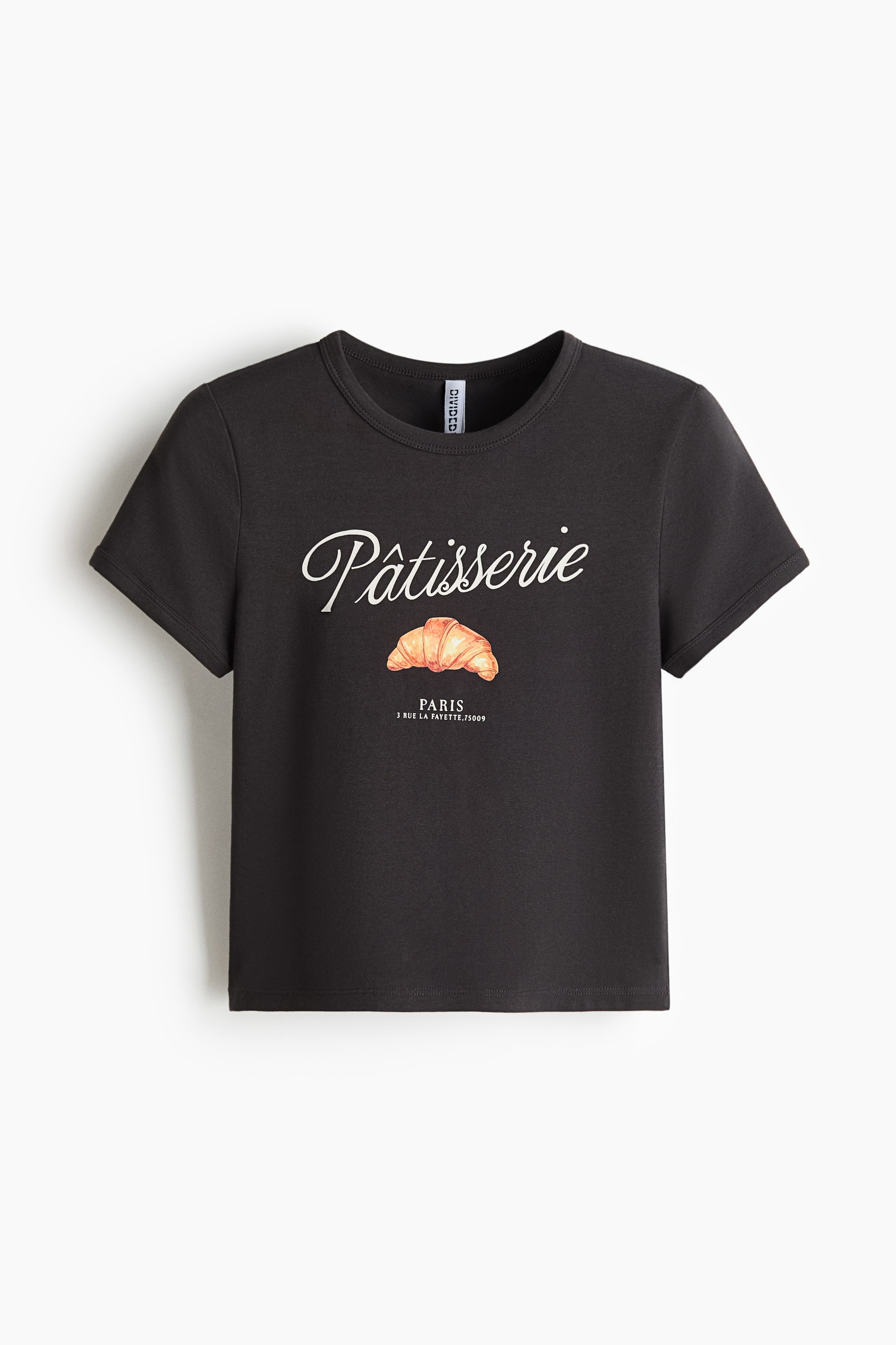 拡大画像を表示: コットンフィットTシャツ - ダークグレー/Pâtisserie - レディース | H&M JP 1