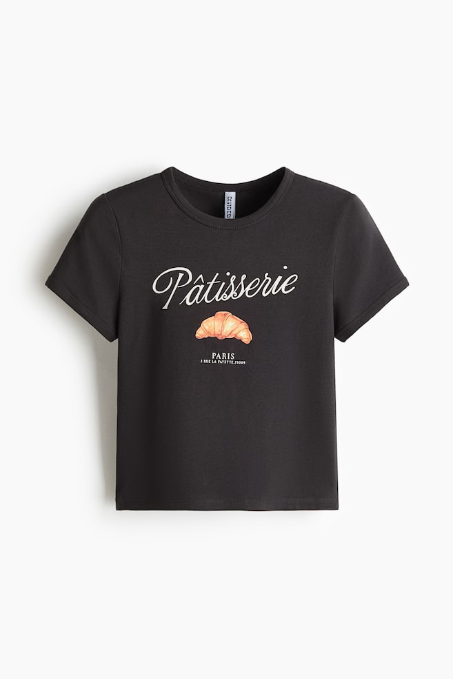 Dopasowany T-shirt bawełniany - Ciemnoszary/Pâtisserie/Jasnobeżowy/Douceur de Vivre/Kremowy/HL/Granatowy/Paski - 1