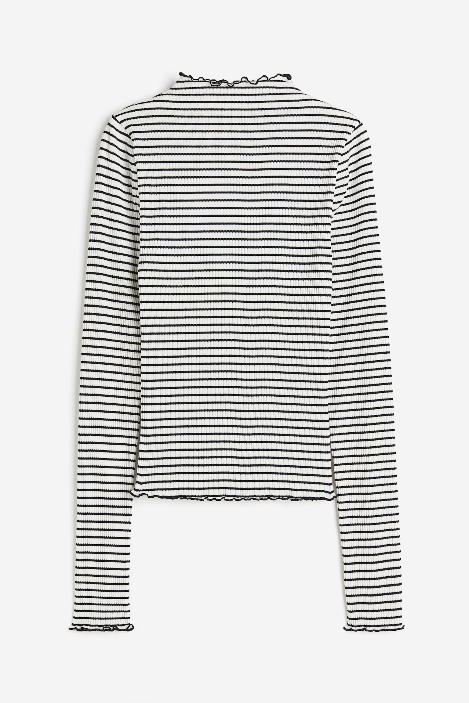 Overlocked Detail Rib Top - Black/White stripe - 1