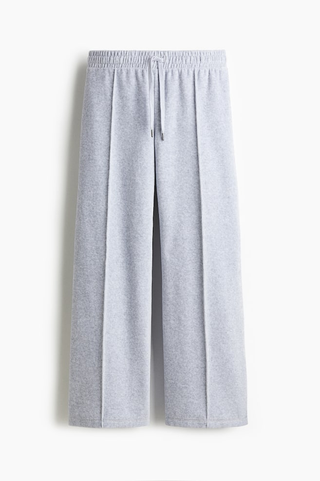Wide-Leg Velour Joggers - Gray melange/Light blue/Dark brown/Navy blue - 1
