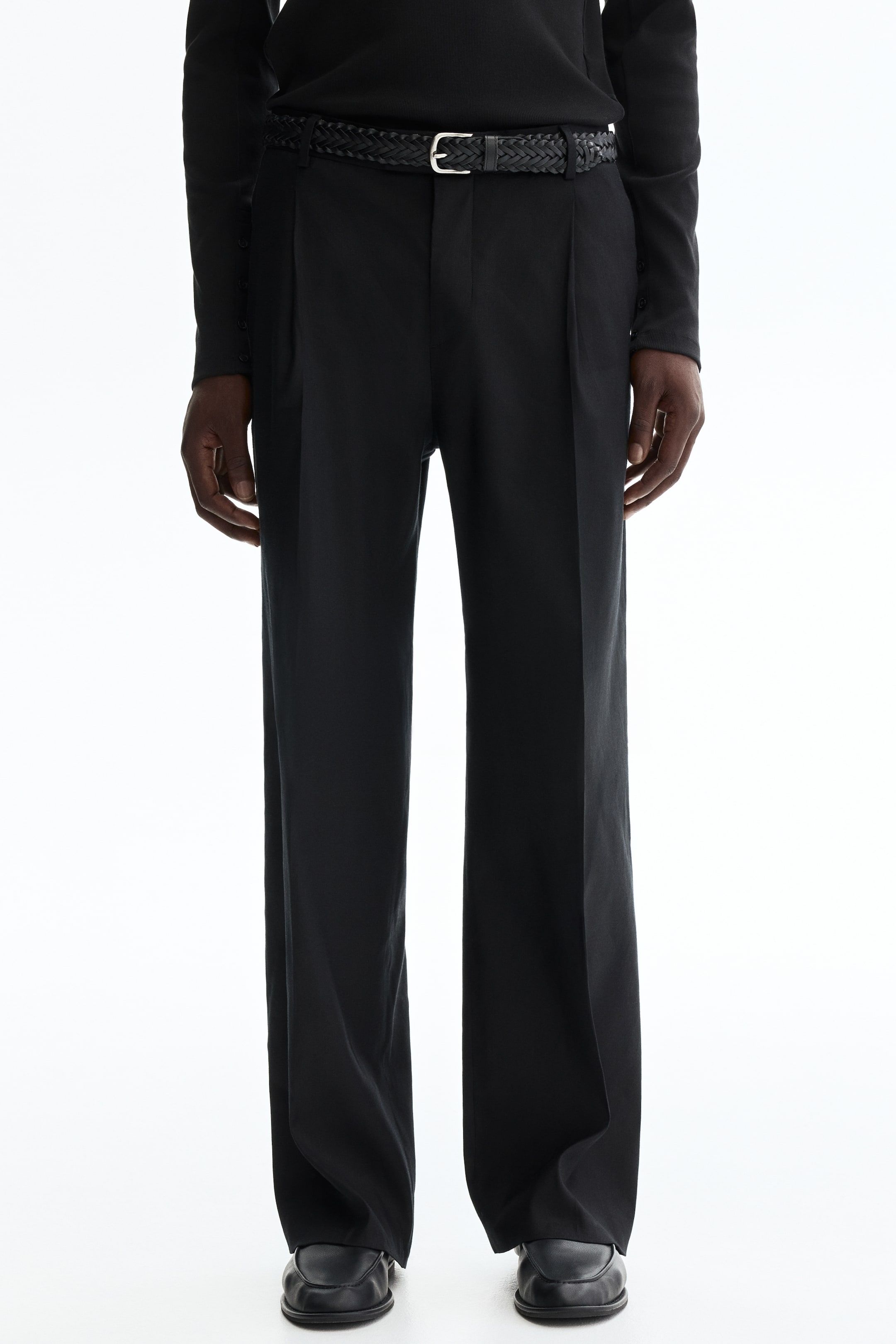 Relaxed-Fit Tailored Linen-Blend Pants