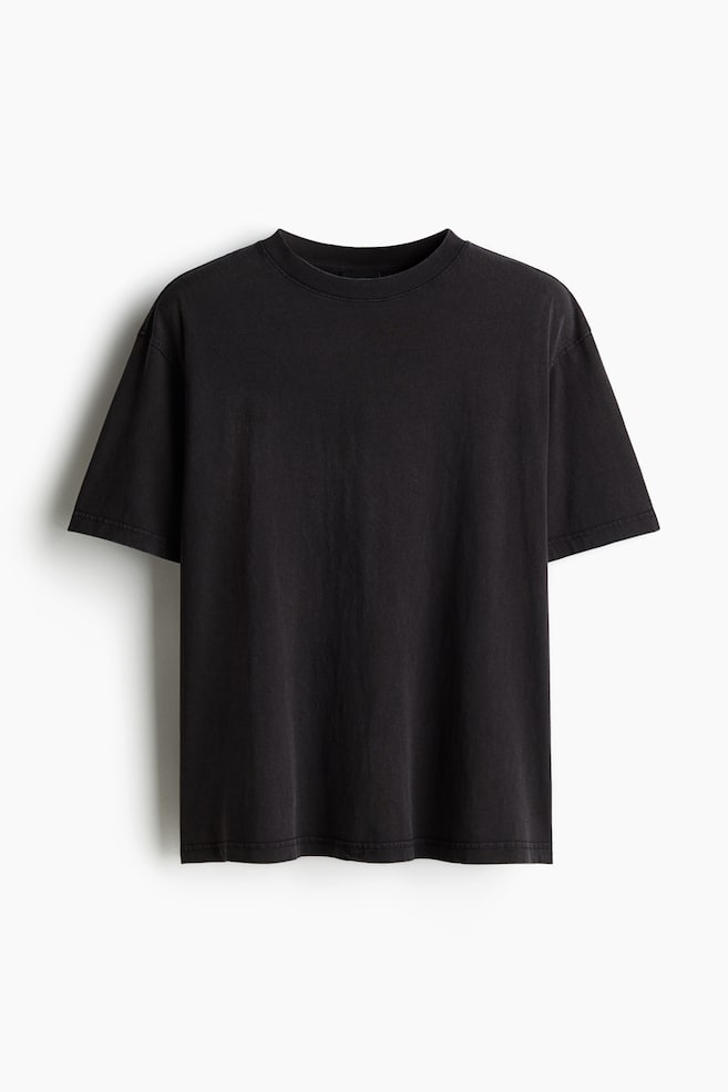 T-shirt met wassing - Loose Fit - Zwart - 1