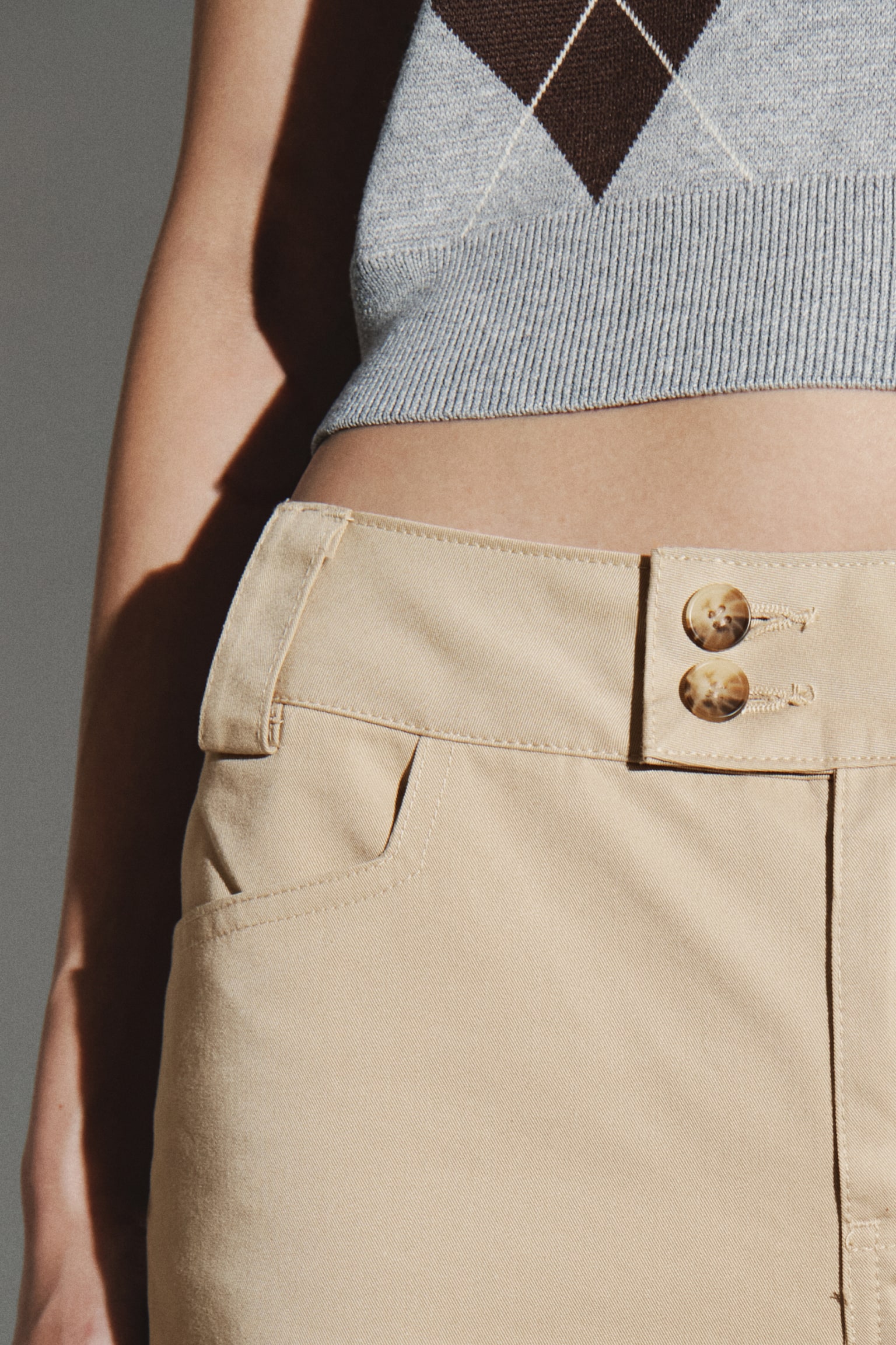 트윌 플레어 팬츠 - 베이지/Light denim blue - 4