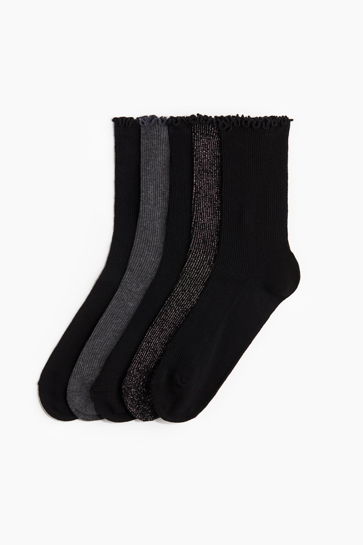 Lot de 5 paires de chaussettes en maille côtelée - Noir/scintillant - FEMME | H&M FR