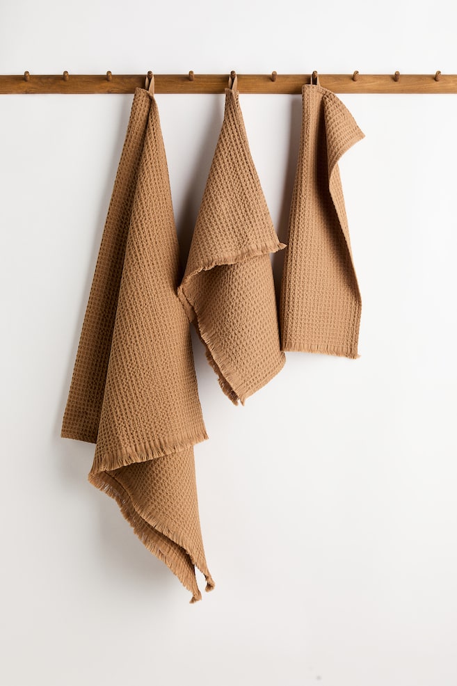 Waffled Bath Towel-Dark beige - 3