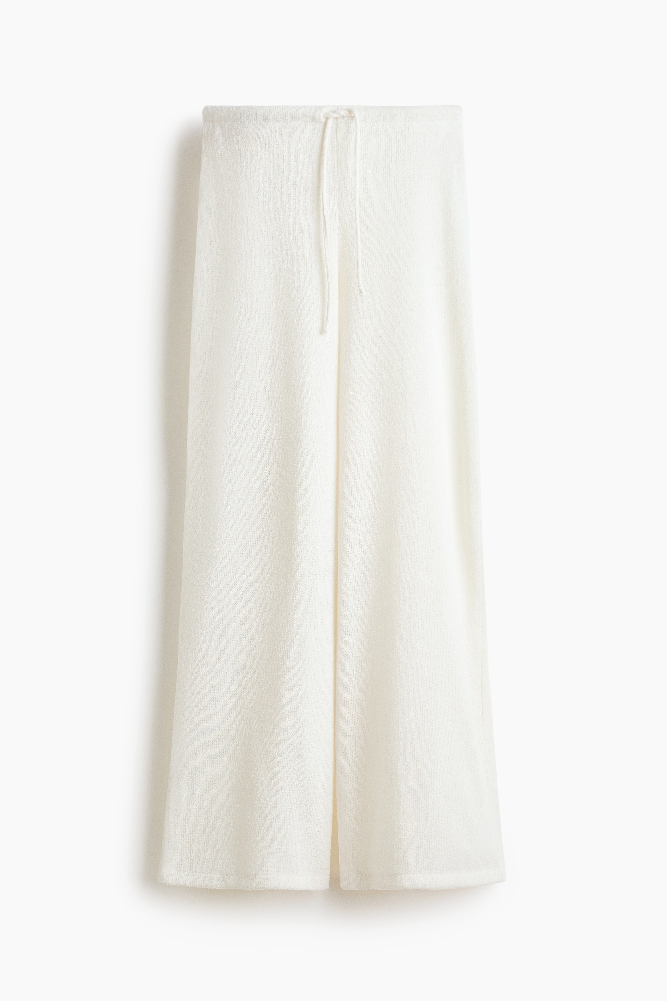 Knitted drawstring trousers - Cream/Dark purple