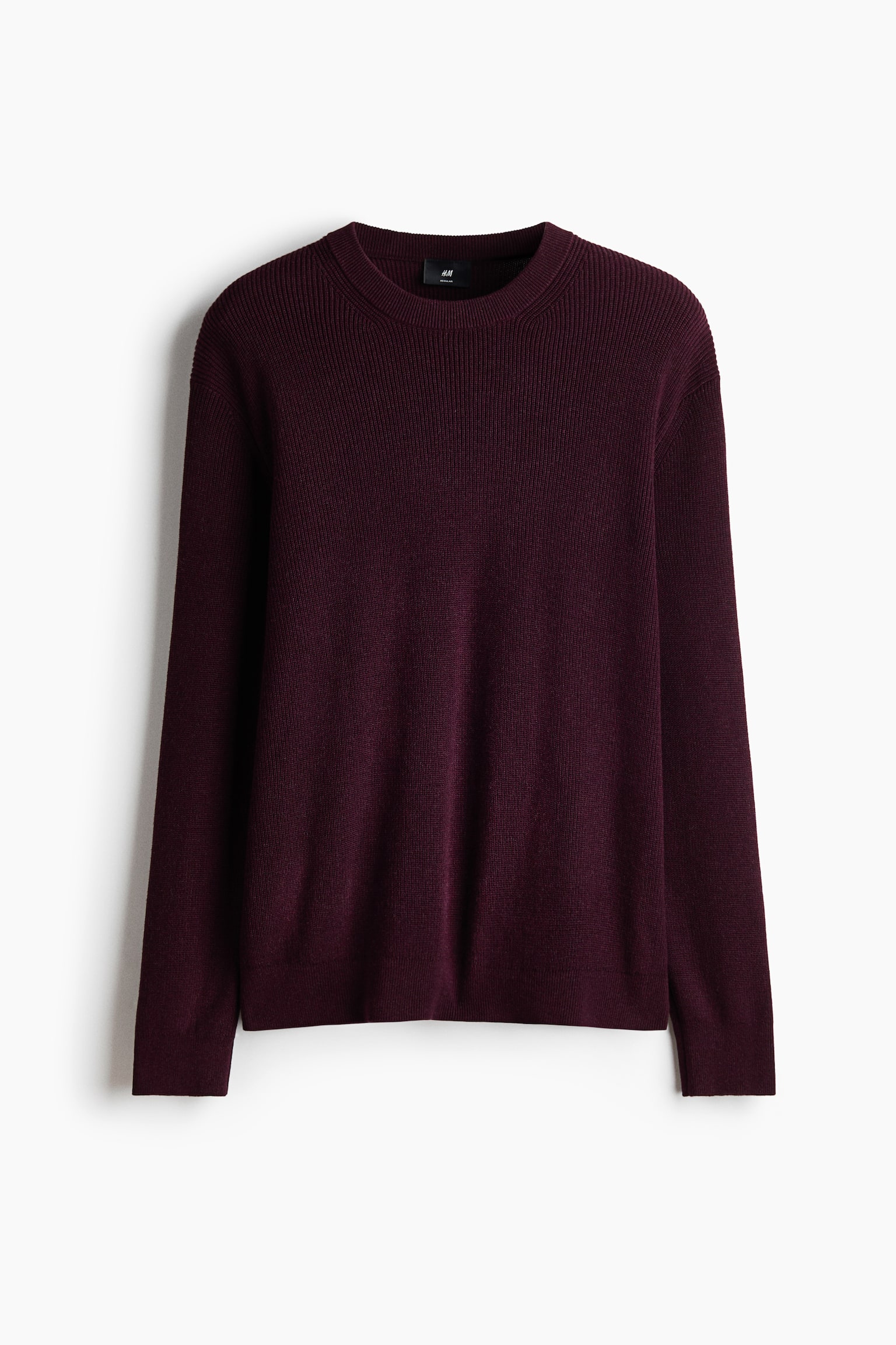Suéter Regular Fit en tejido acanalado de algodón - Rojo oscuro