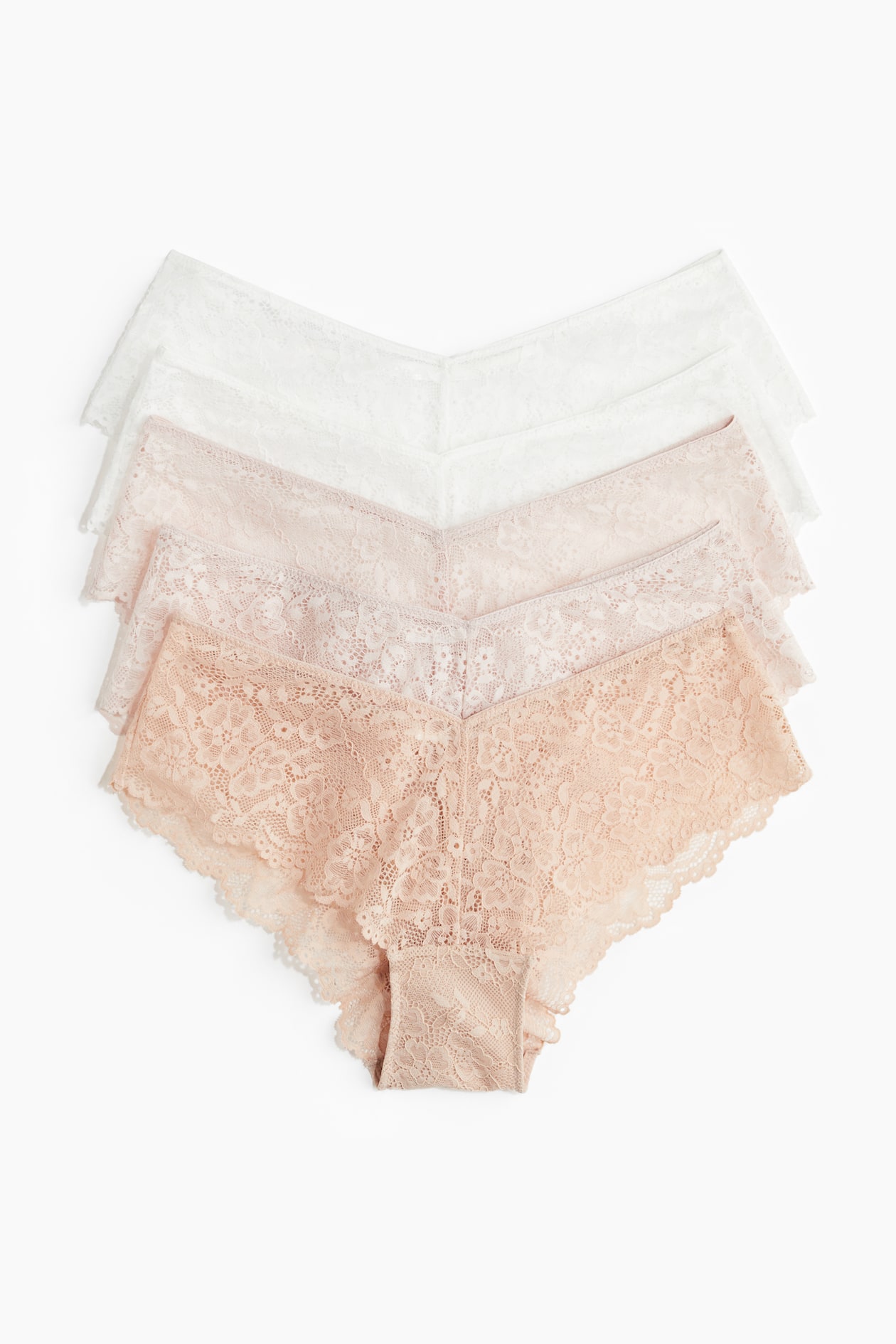 5-pack Lace Hipster Briefs - Powder pink/white/beige - Ladies | H&M US