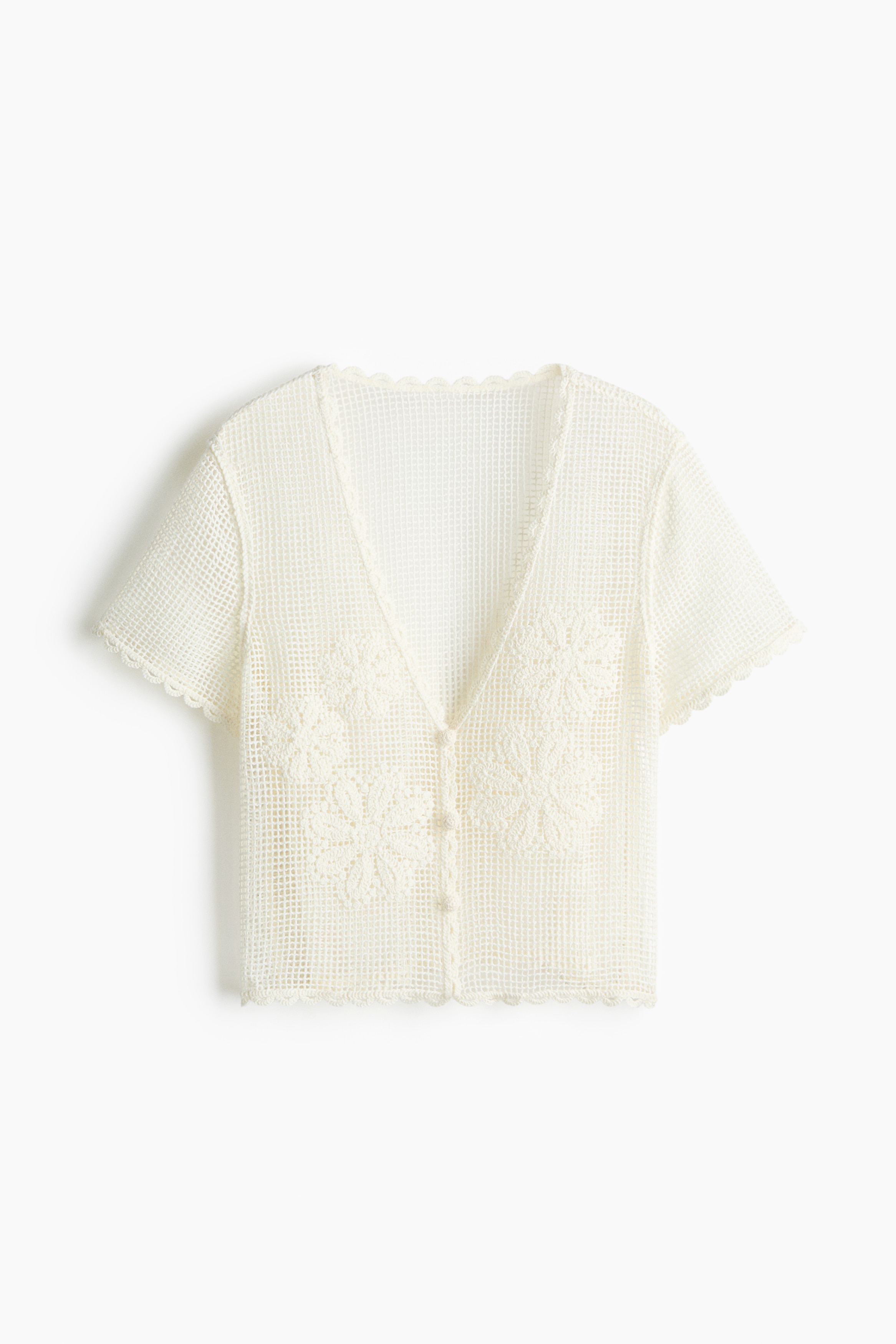 Crochet-Look Beach Top - White