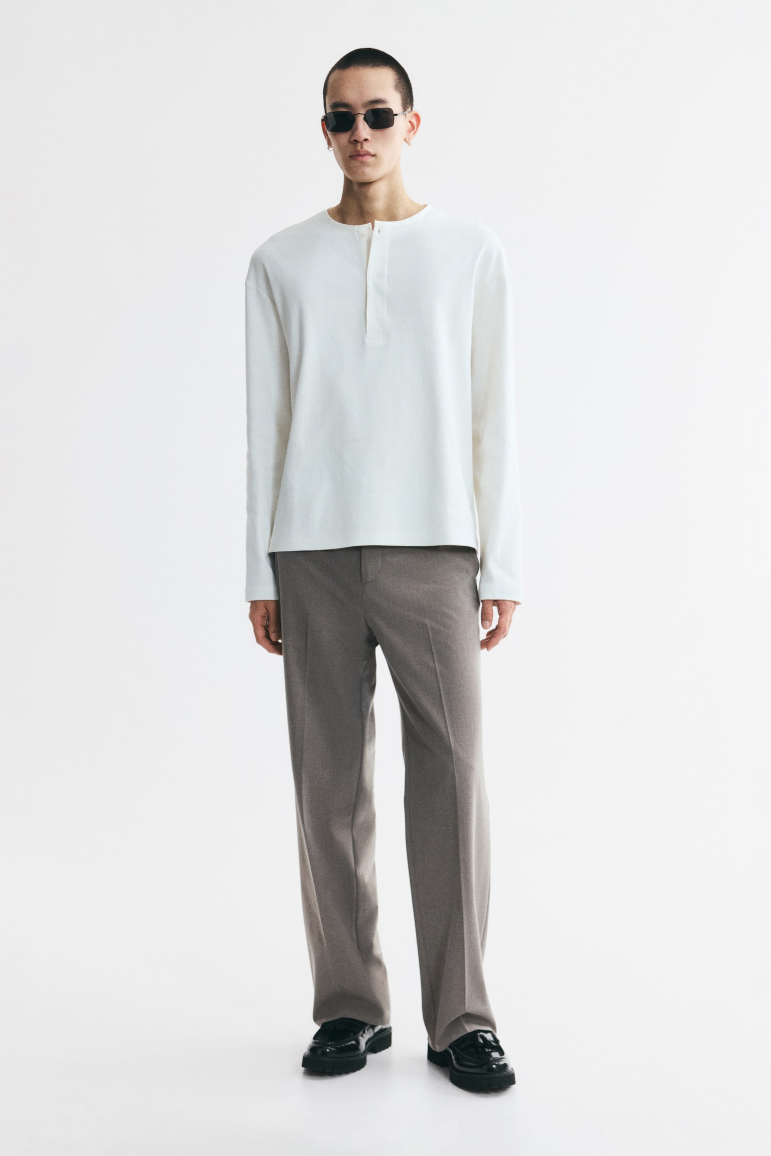 Relaxed Fit Trousers - Dark greige/Black/Dark brown - 1