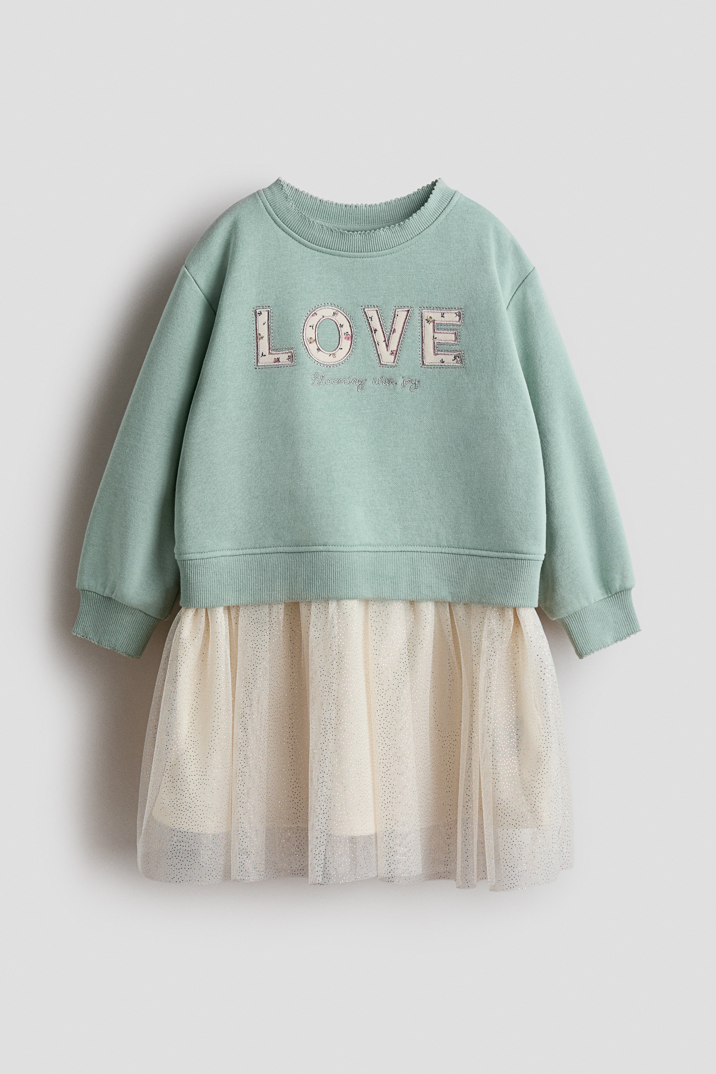 Tulle-skirt sweatshirt dress - Light green/Love/Cream/Bow/Light pink/Unicorn/Dark grey/New York/Light beige/Ballerinas/Light grey marl/Rainbow