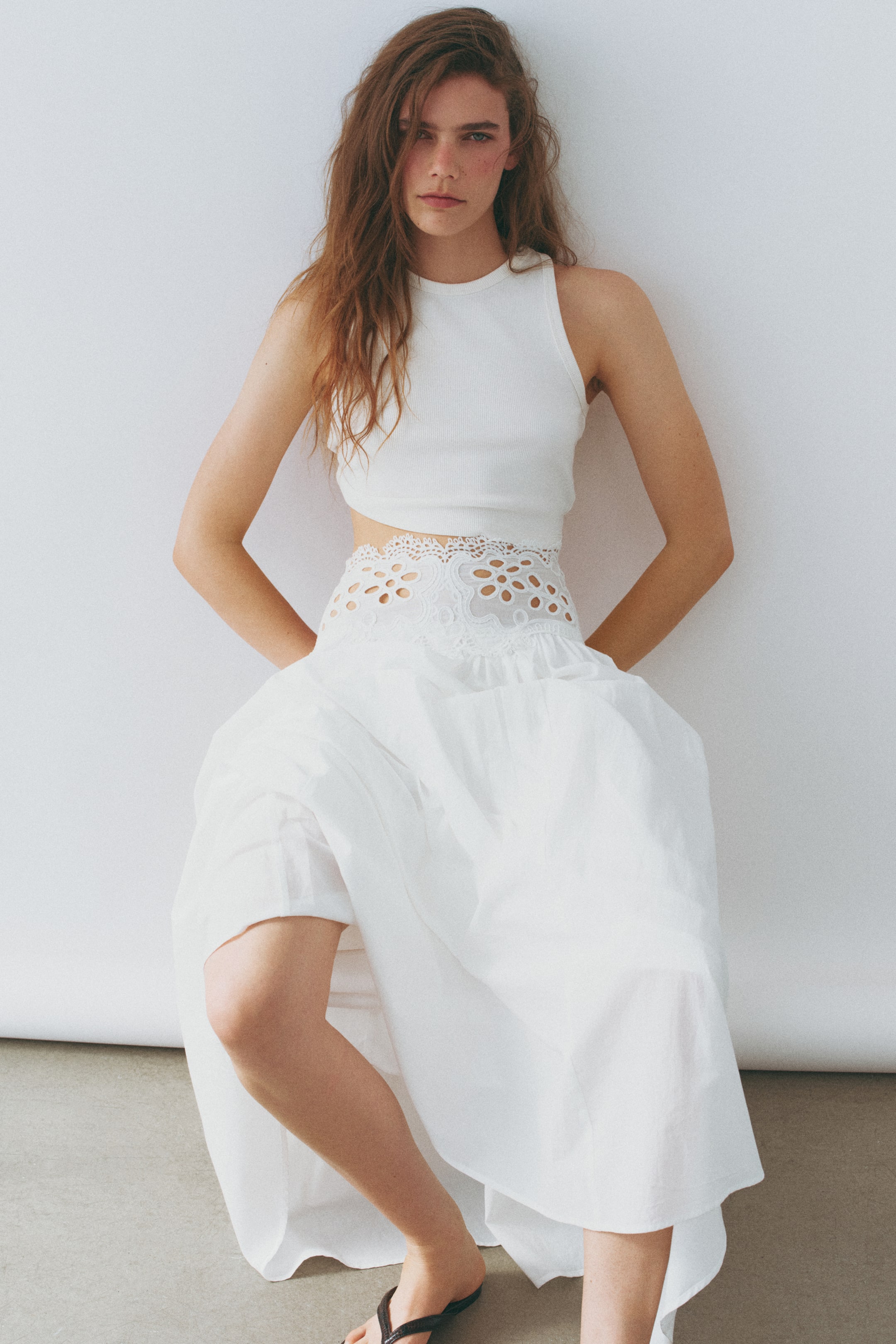 Lace-Detail Cotton Skirt