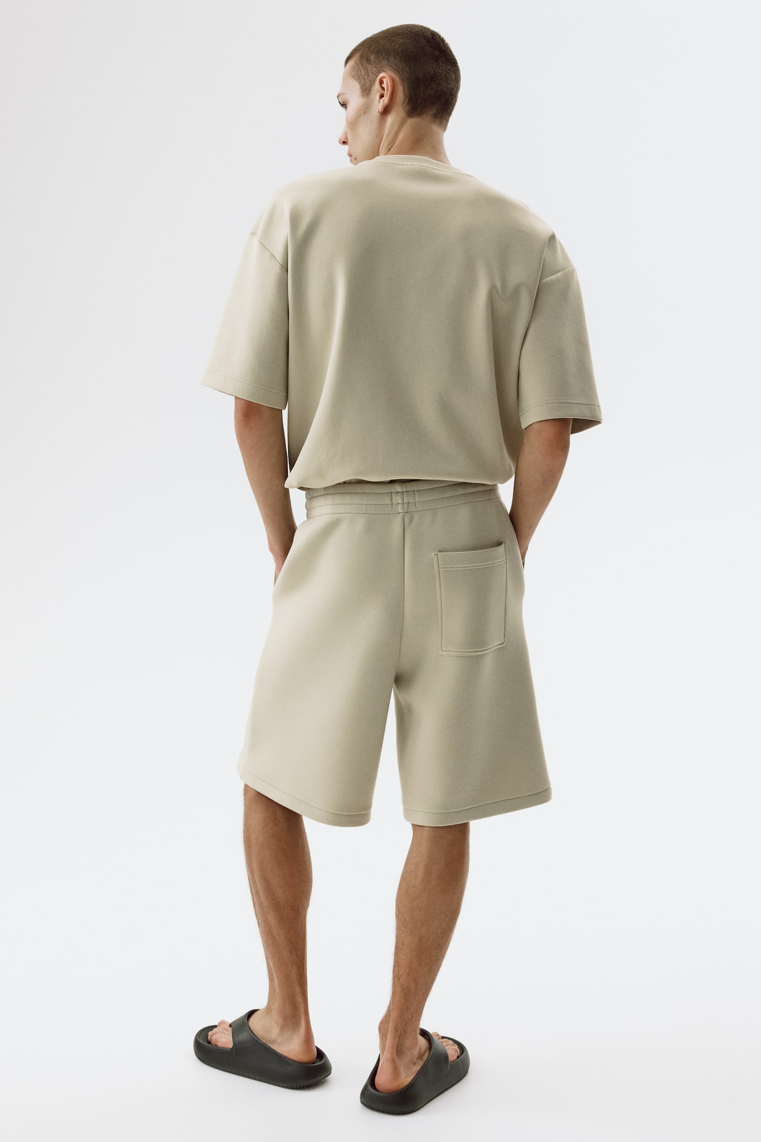 Relaxed Fit Scuba shorts-Light dusty green - 6
