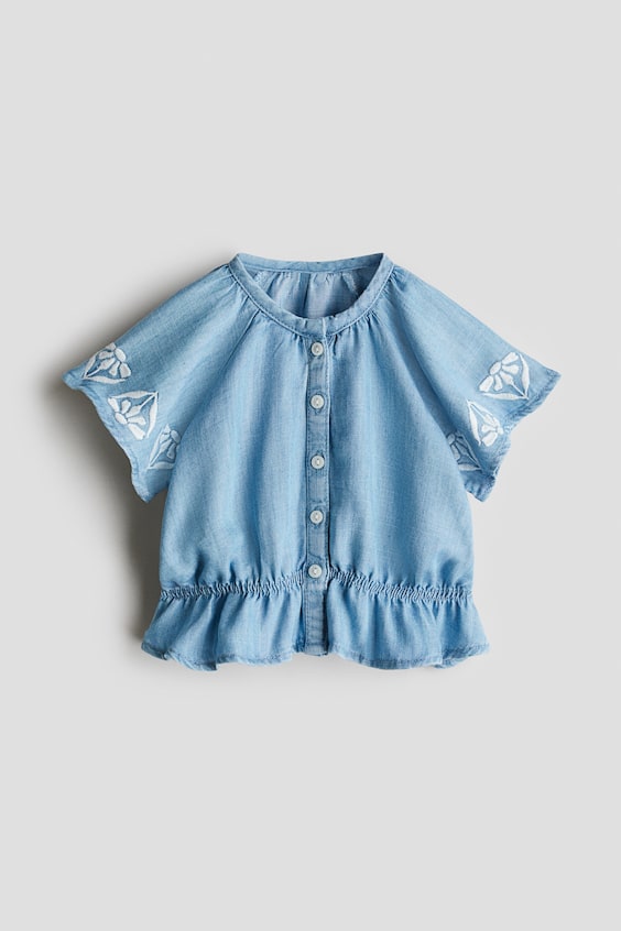 Детские блузки H&M Embroidered-Detail Denim Blouse