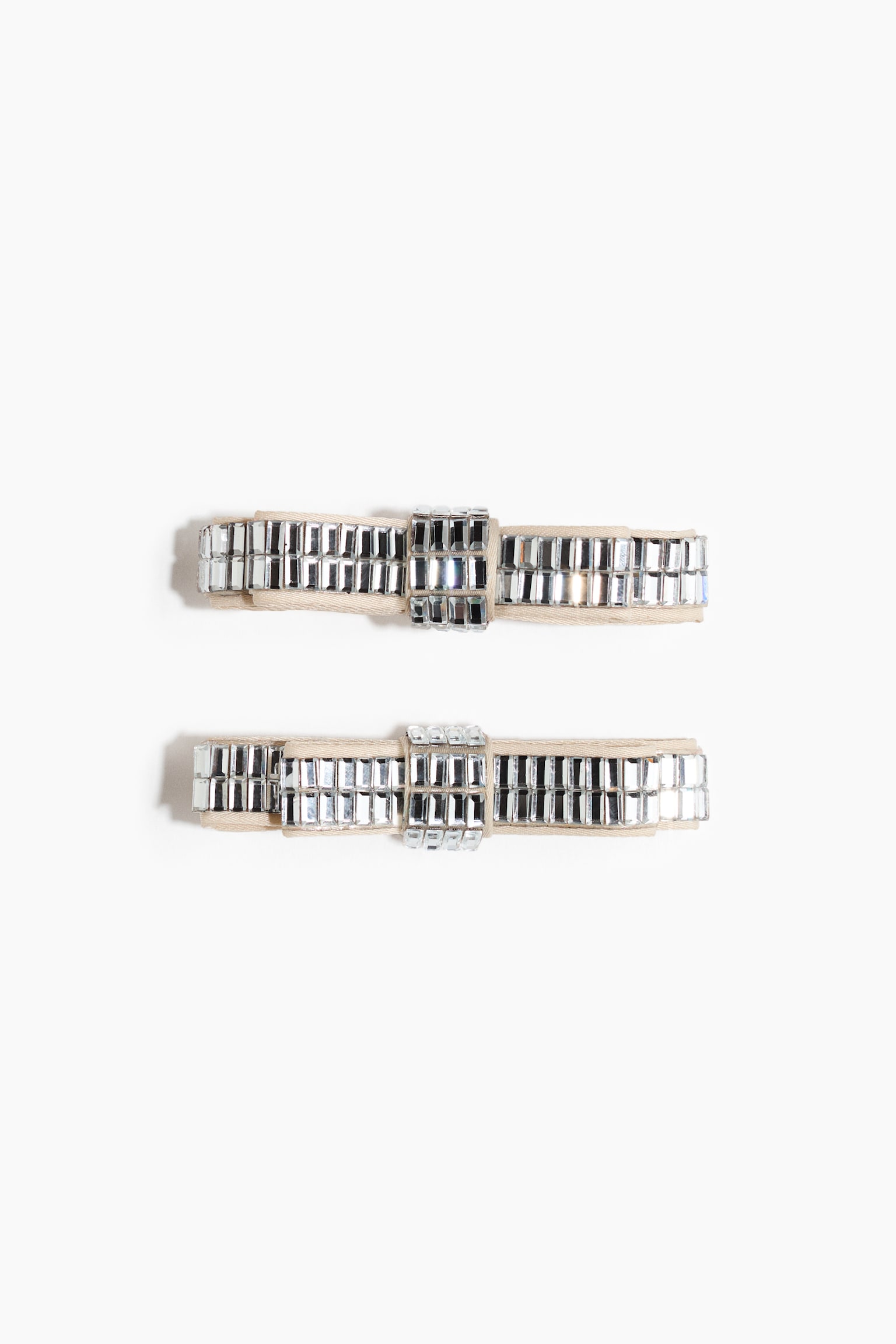 2 kpl strassikoristeisia hiussolkia - Vaaleanbeige/Hopeanvärinen/Musta/Hopeanvärinen