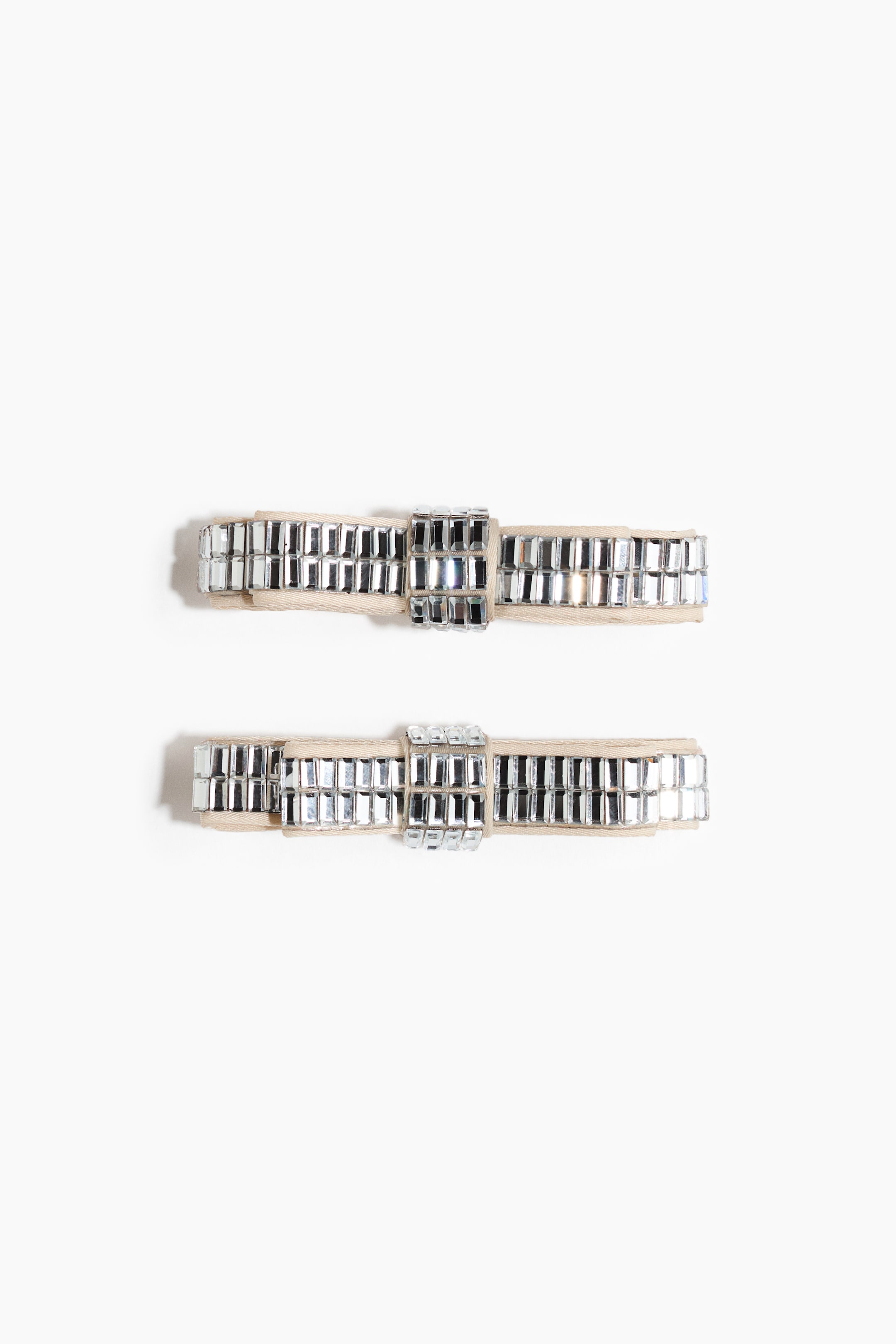 Näytä suurempi kuva: 2 kpl strassikoristeisia hiussolkia - Vaaleanbeige/Hopeanvärinen - NAISET | H&M FI 1