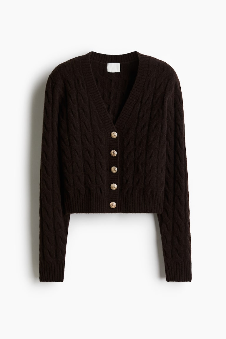 ケーブルニットカーディガン - ダークブラウン - レディース | H&M JP 