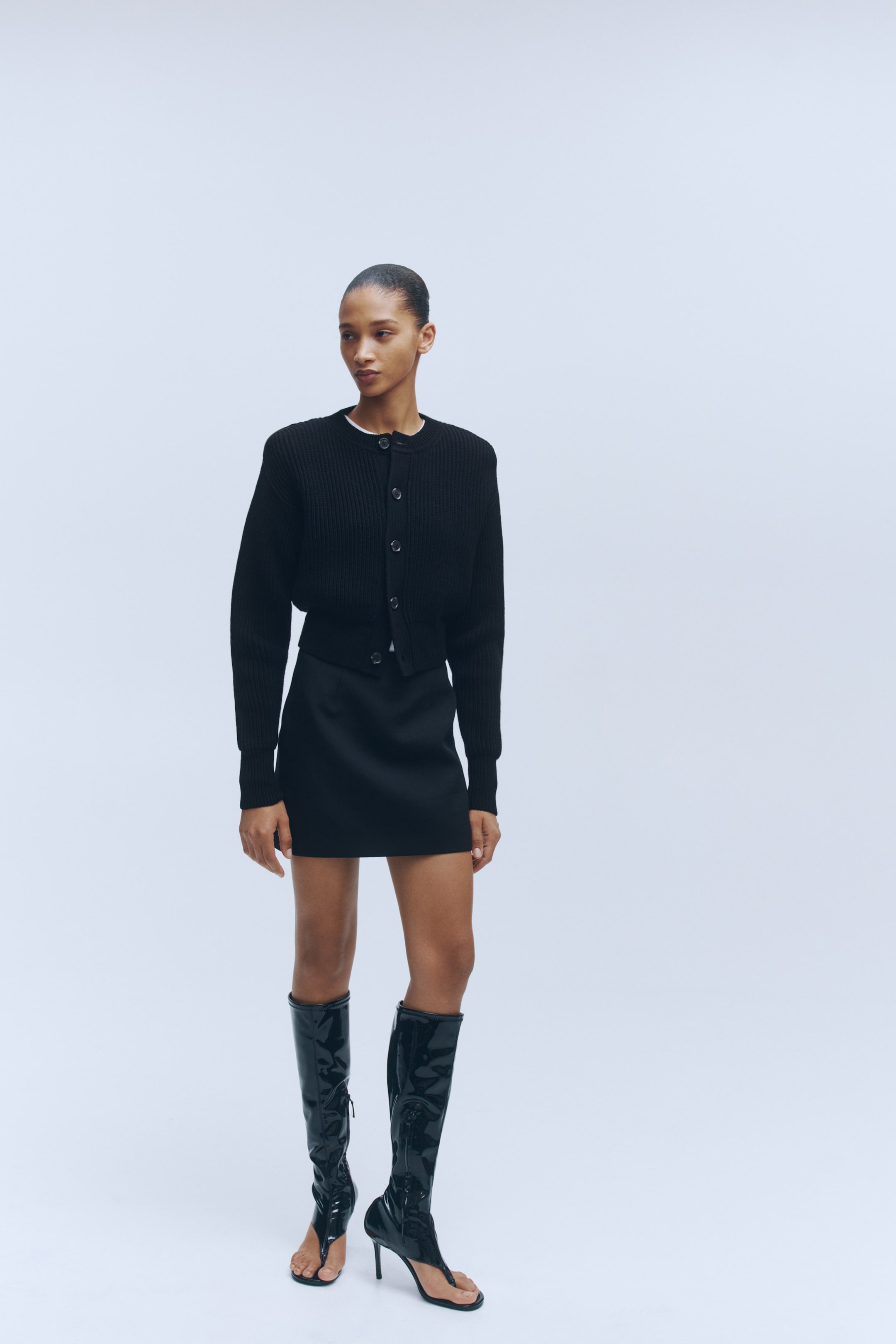 Shoulder-Pad Wool Cardigan