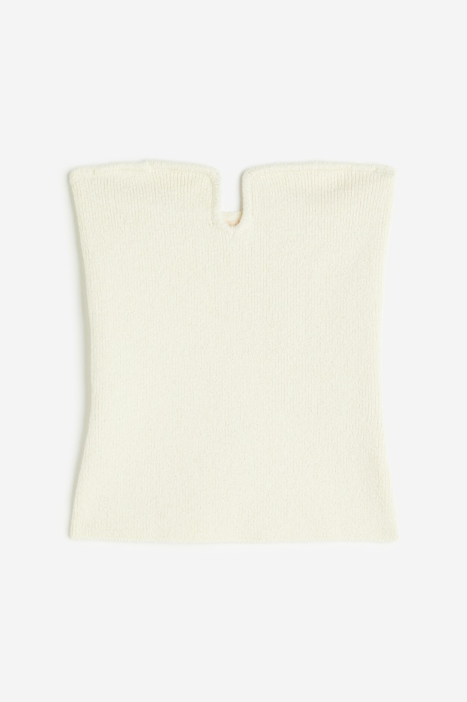 Knitted bandeau top - Cream/Black - 2