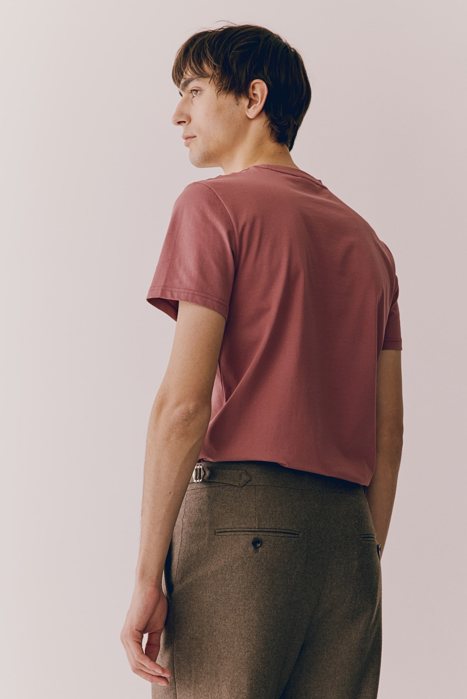 Slim Fit Pima cotton T-shirt - Raspberry red/Light brown/Dark khaki green/Black/Navy blue/Light blue/White/Mint green/Light grey marl/Yellow/Light blue/Turquoise/Navy blue/Beige/Beige - 3