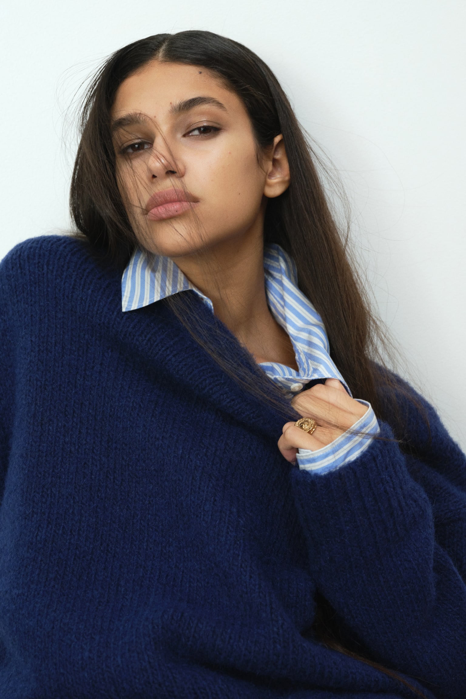 Fine-knit jumper - Dark blue/Dark green/Yellow - 4