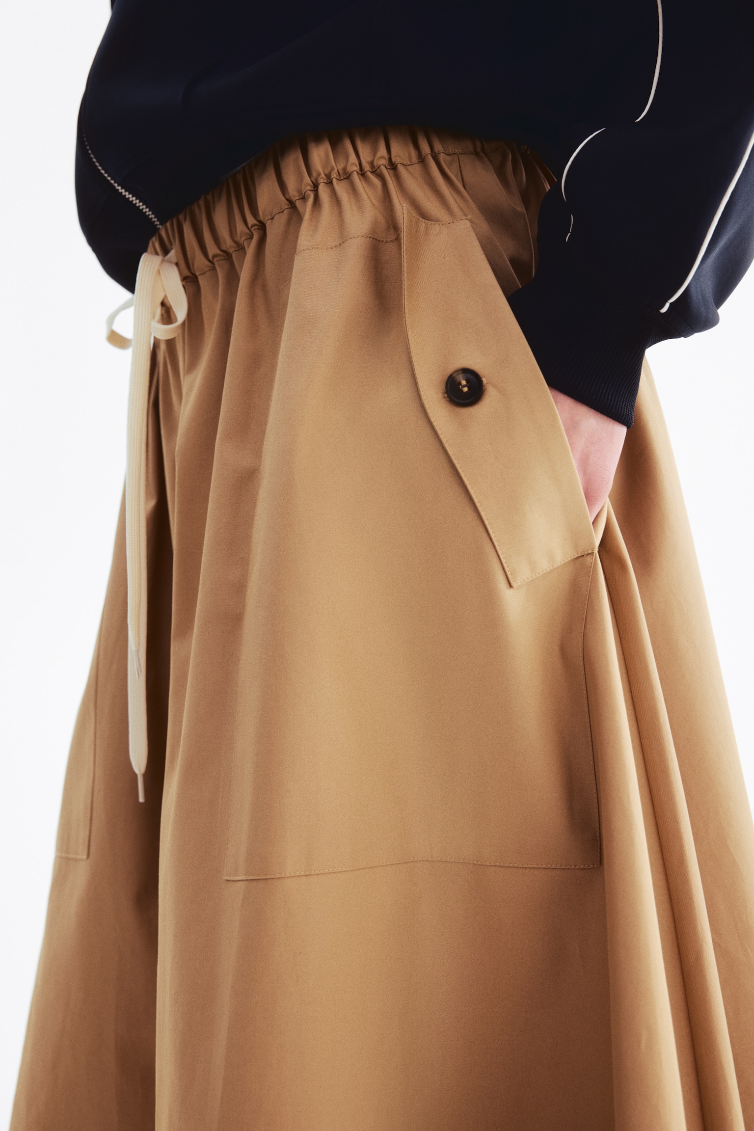Circular cotton skirt - Dark beige - 4