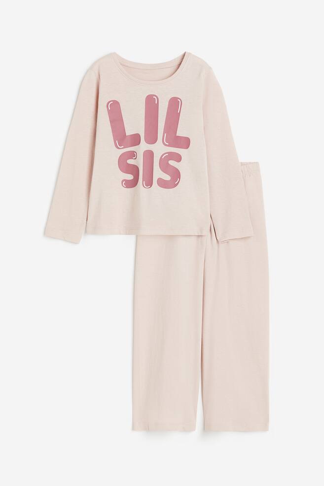 Cotton sibling pyjamas - Light pink/Lil Sis/Light beige/Lil Sis/Dark pink/Big Sis - 1