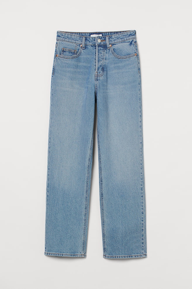 Straight High Ankle Jeans - Ljus denimblå/Denimblå/Vit - 1