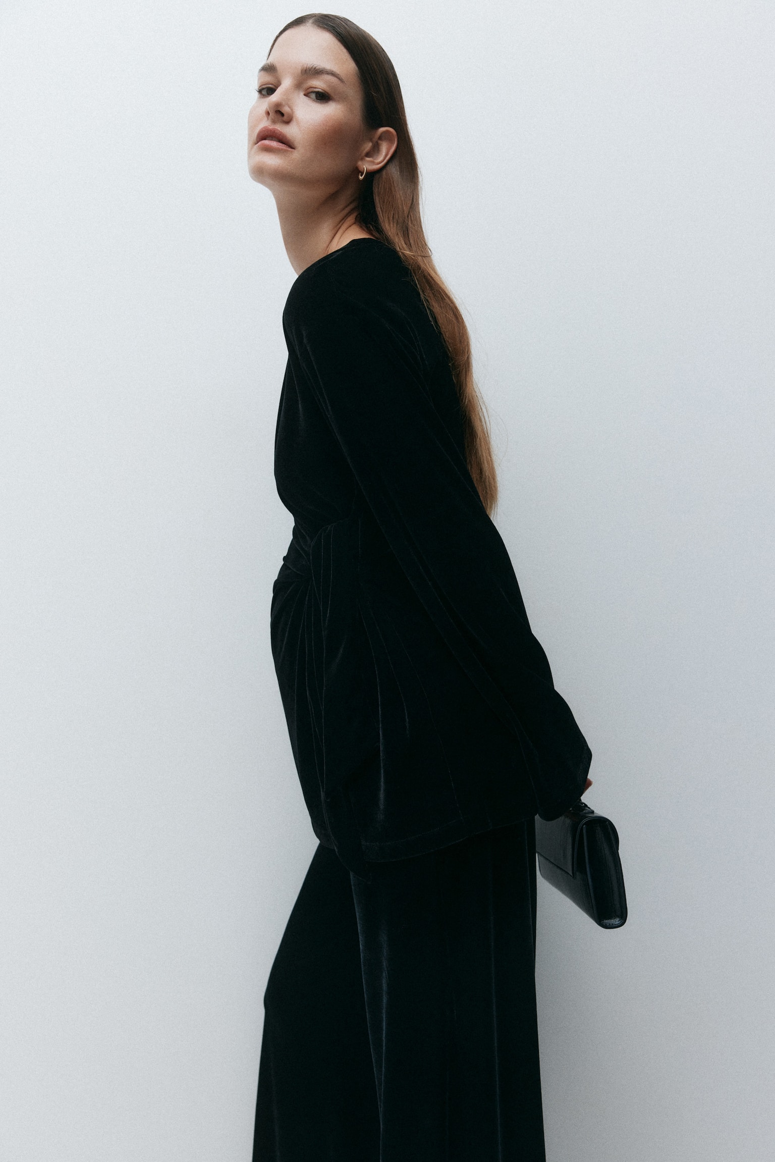 MAMA חולצה עם קשירה - שחור/אפור כהה מלאנז' - 5