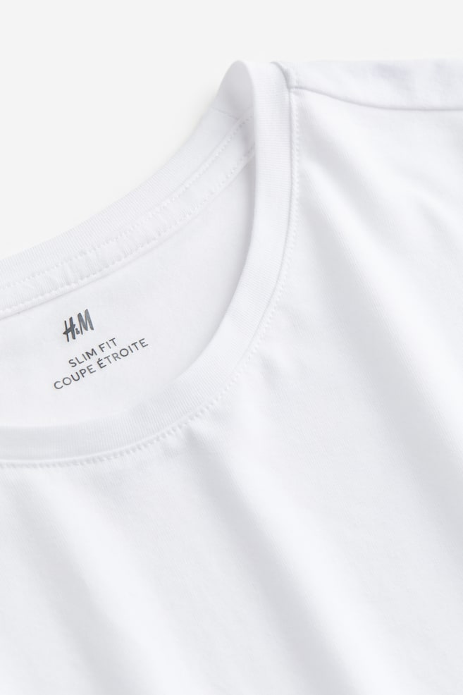 T-shirt Slim Fit 5-pak - Biały/Biały/Czarny/Zieleń khaki - 2