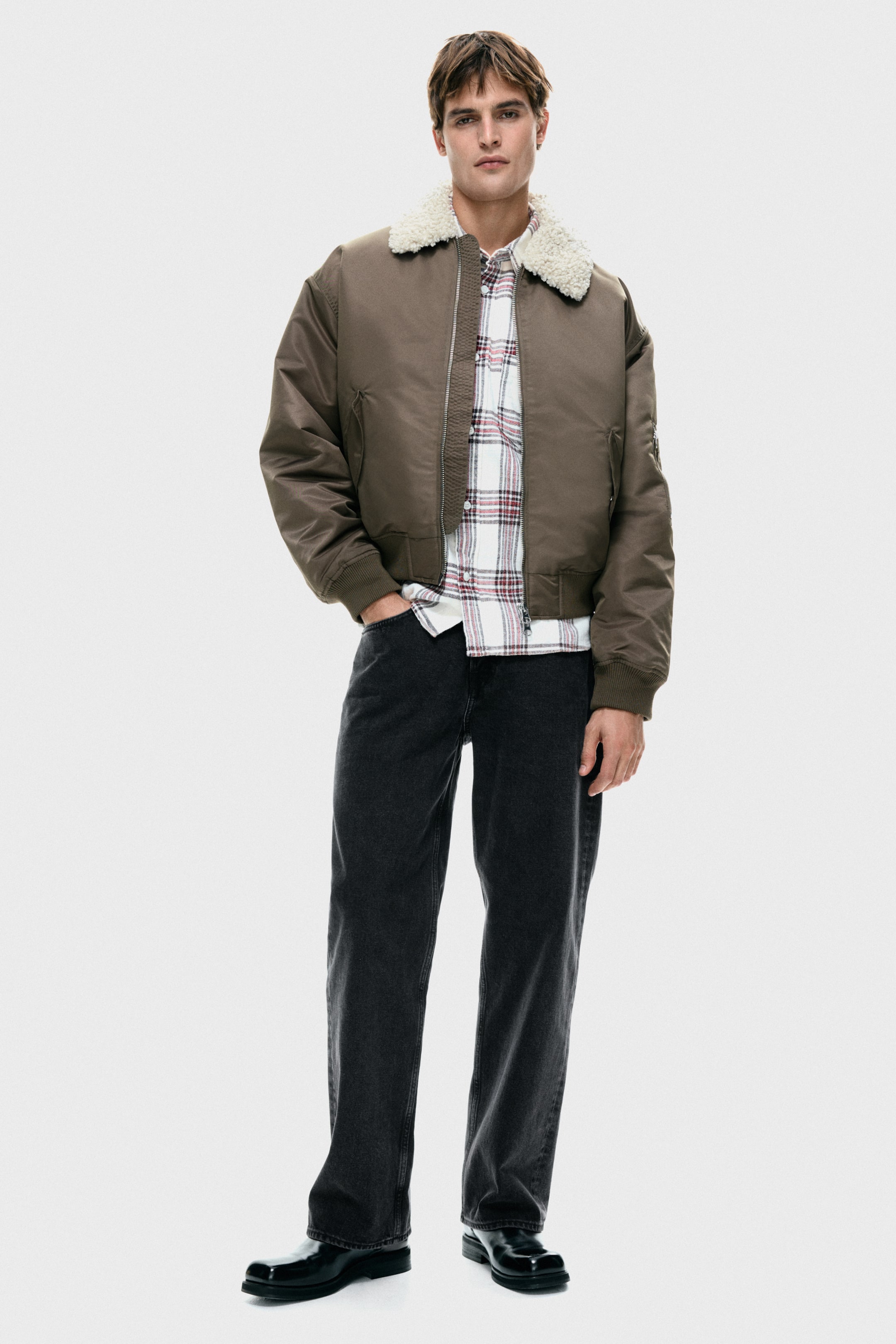 View larger image: Loose Fit Nylon bomber jacket - Dark mole - Men | H&M GB 1