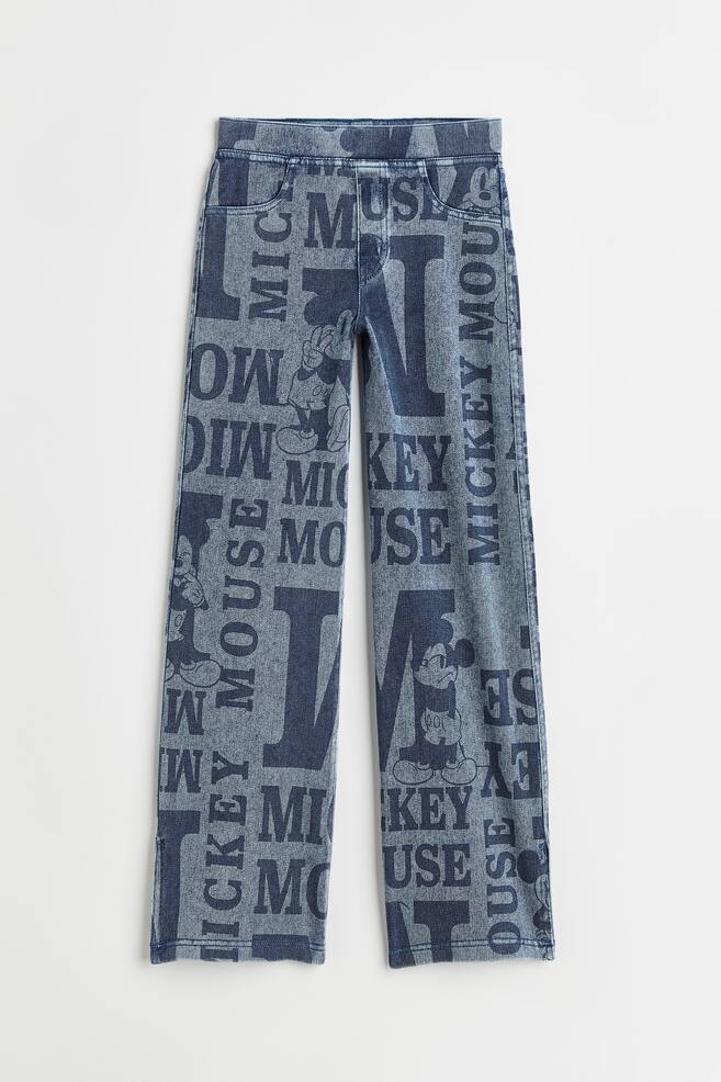 Wide printed jeggings - Denim blue/Mickey Mouse - 1