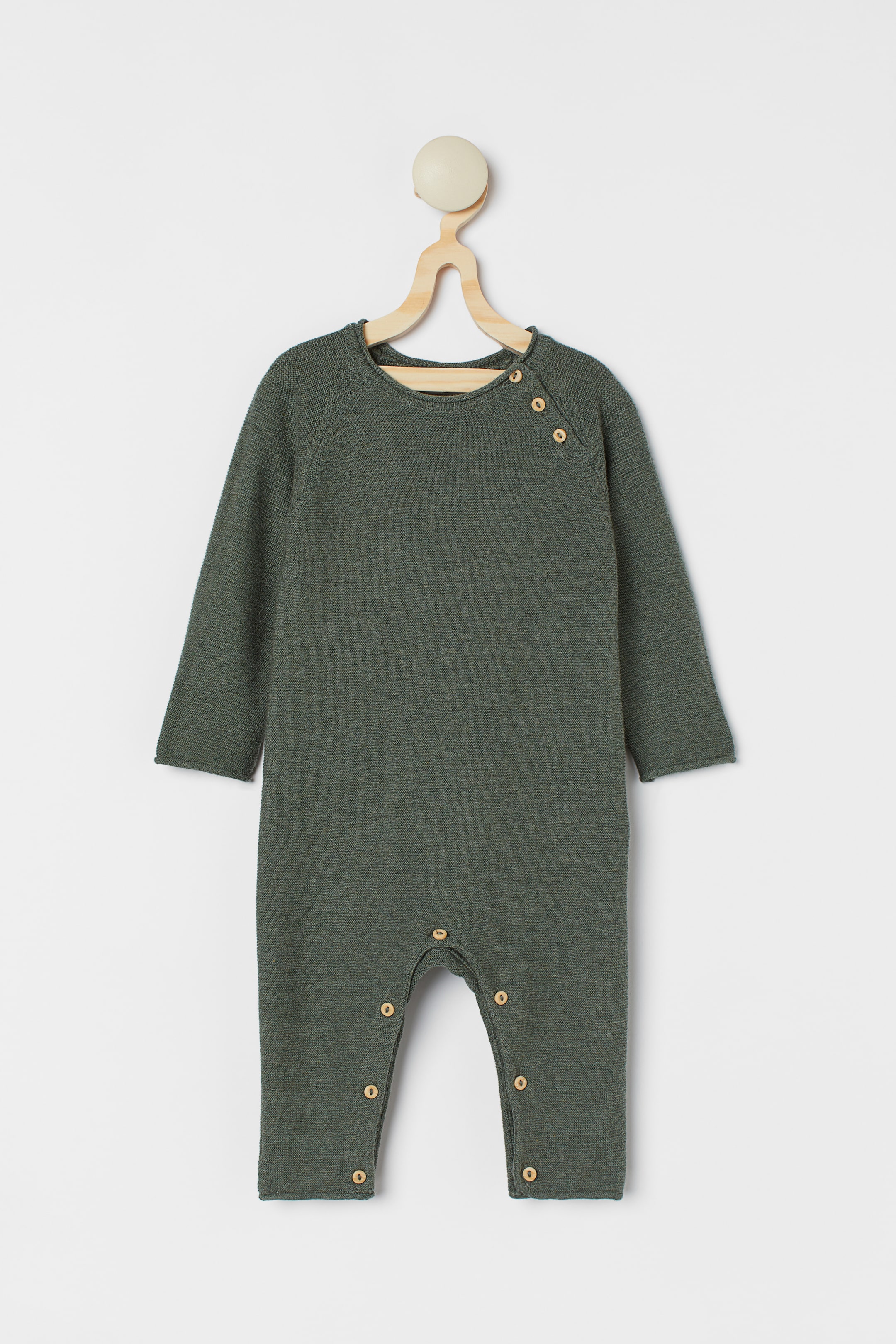 Zobrazit větší obrázek: Pletený bavlněný overal - Tmavě zelená - DĚTI | H&M CZ 1