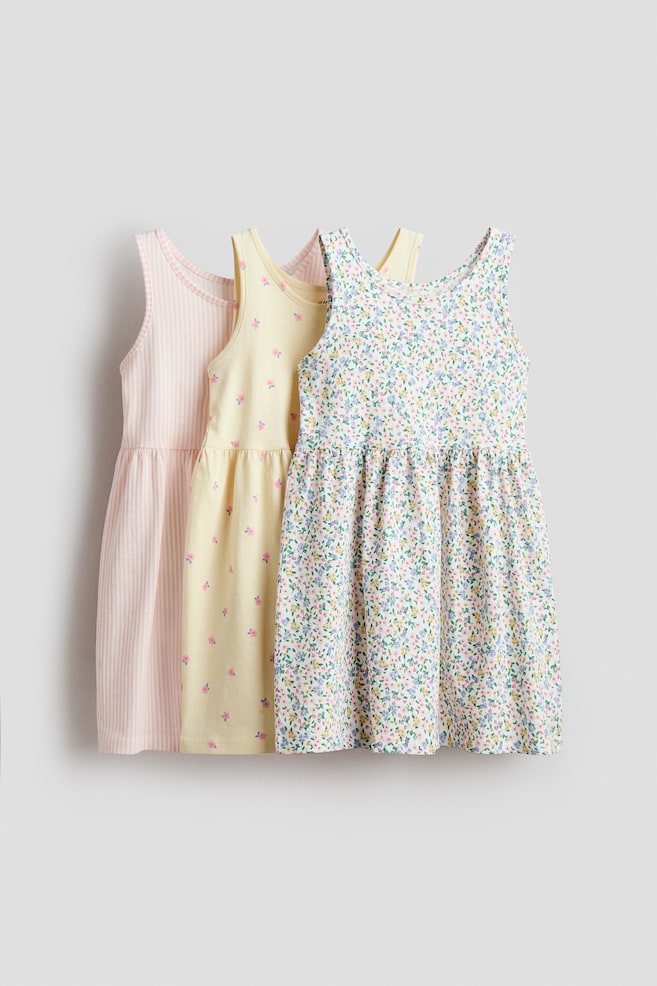 3-pack printed cotton dresses - Cream/Floral/Light pink/Fruits/White/Floral/Cream/Cherries/Pink/Floral/Light pink/Hearts - 1
