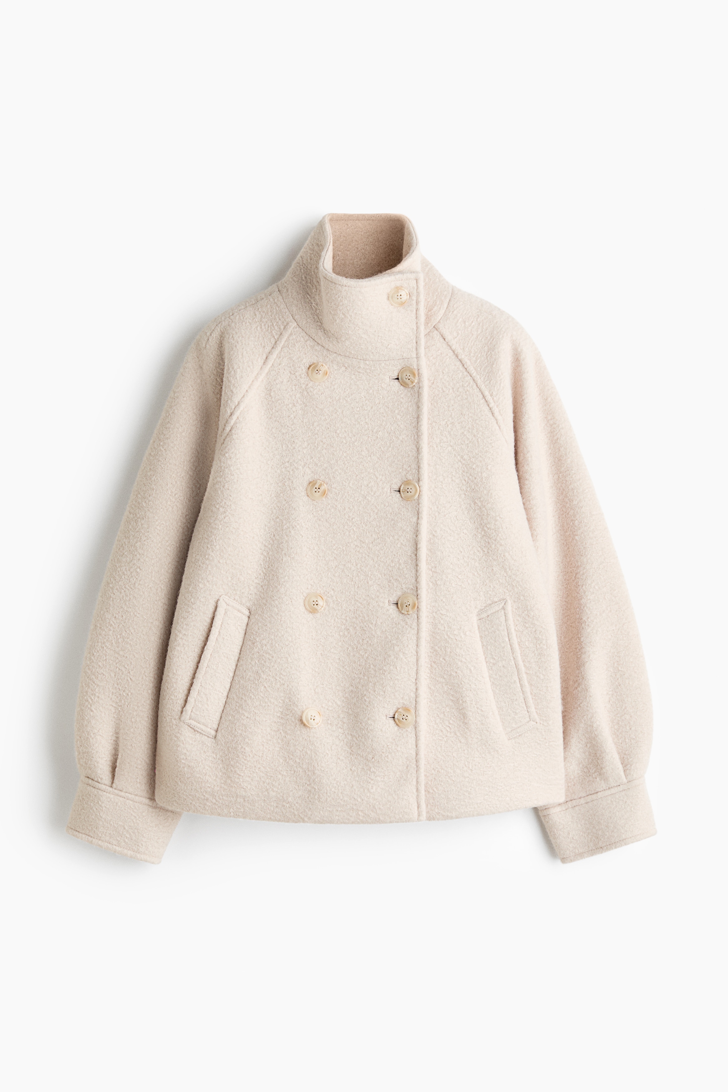Brushed funnel-collar jacket - Cream