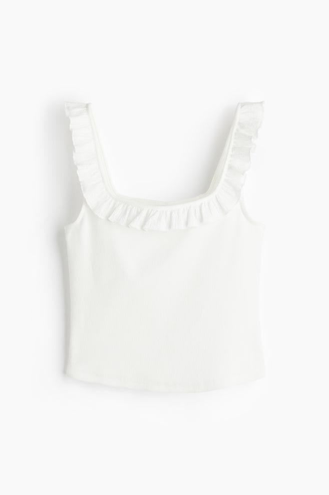Ruffle-Trimmed Tank Top - White/Black/Dusty pink - 1