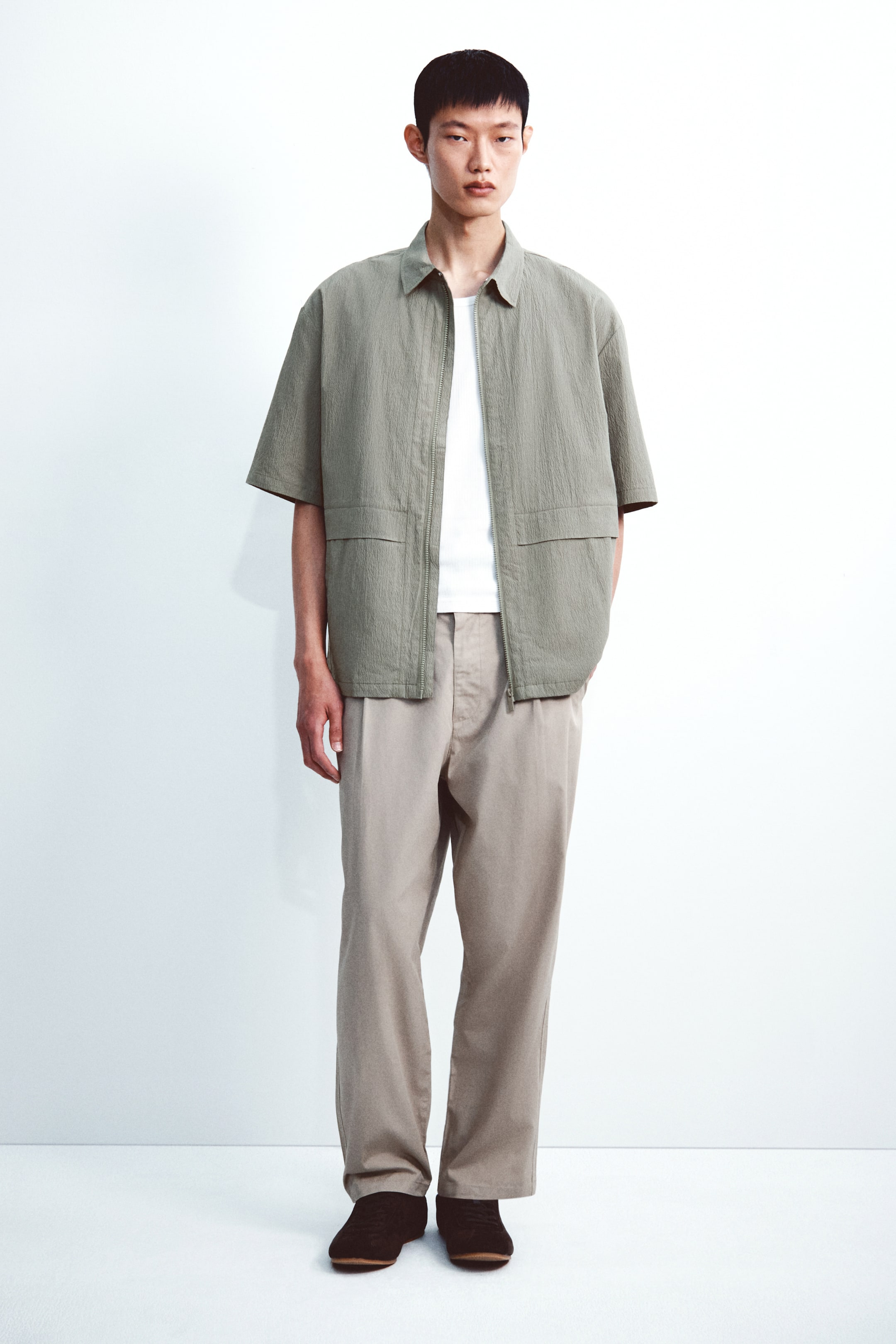 View larger image: Short-sleeved jacket - Light khaki green - Men | H&M MY 2