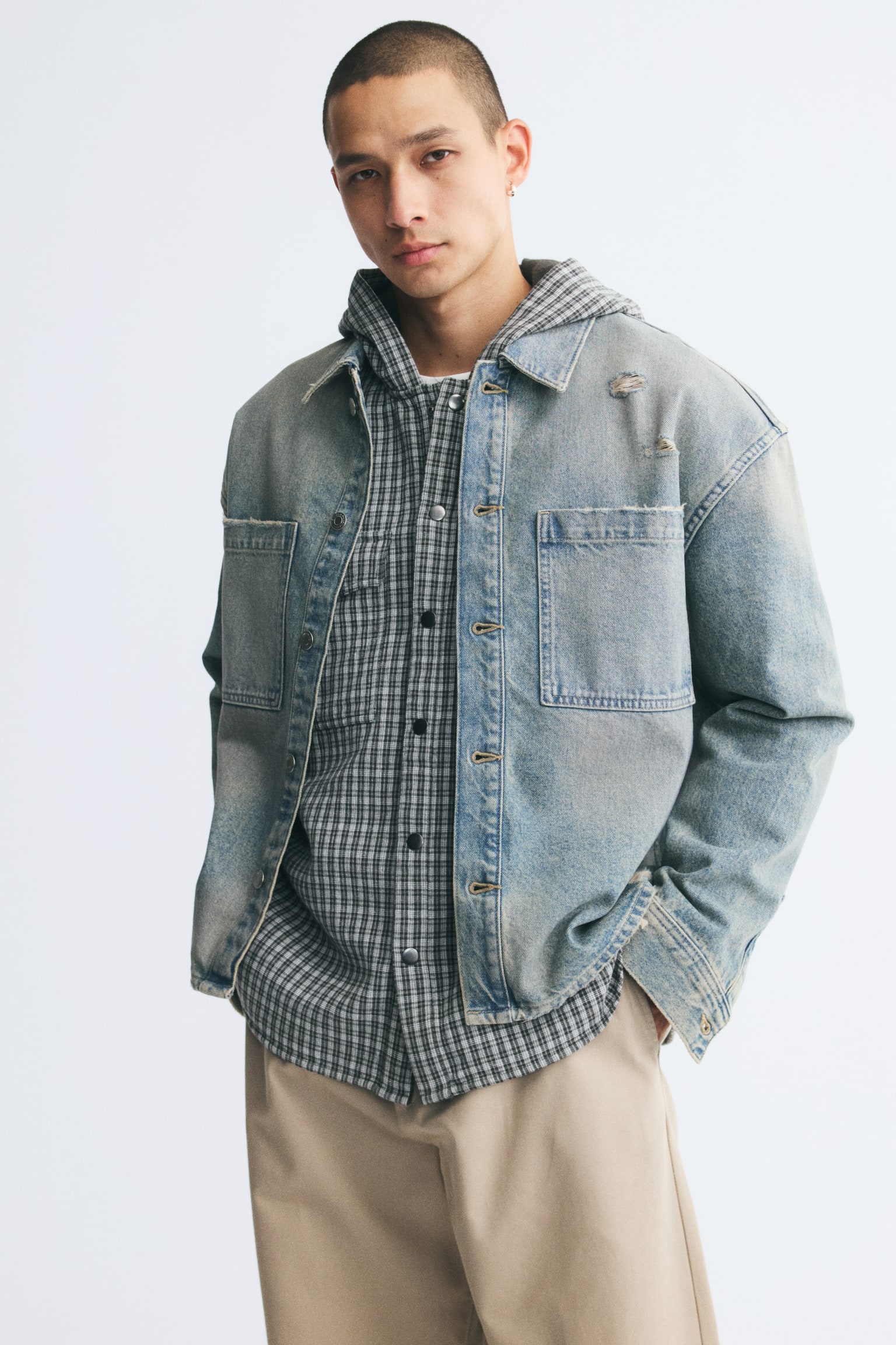 Overshirt i denim Relaxed Fit - Lys denimblå - 1