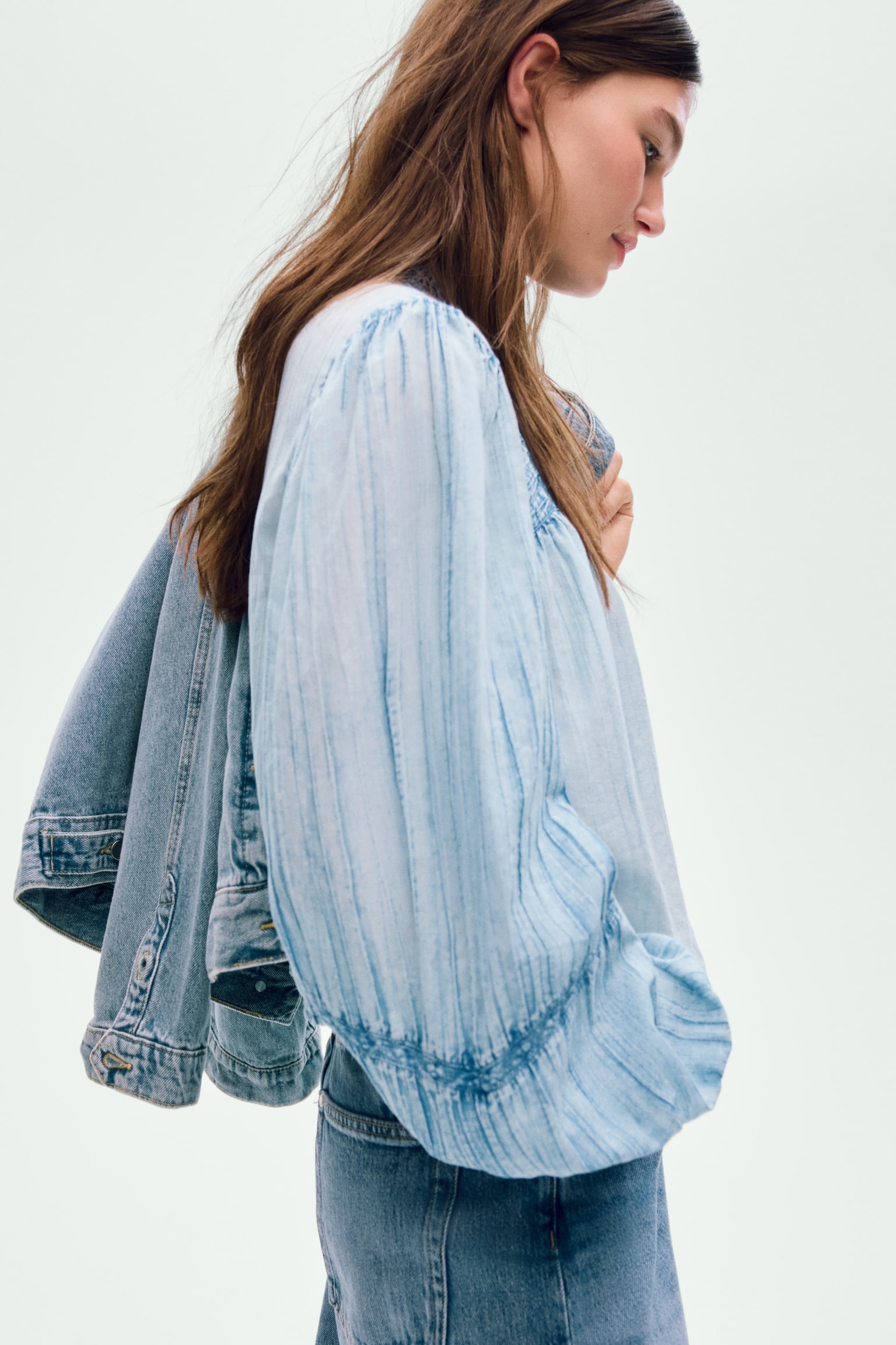 仿丹寧棉質女衫 - 丹寧藍 - 5