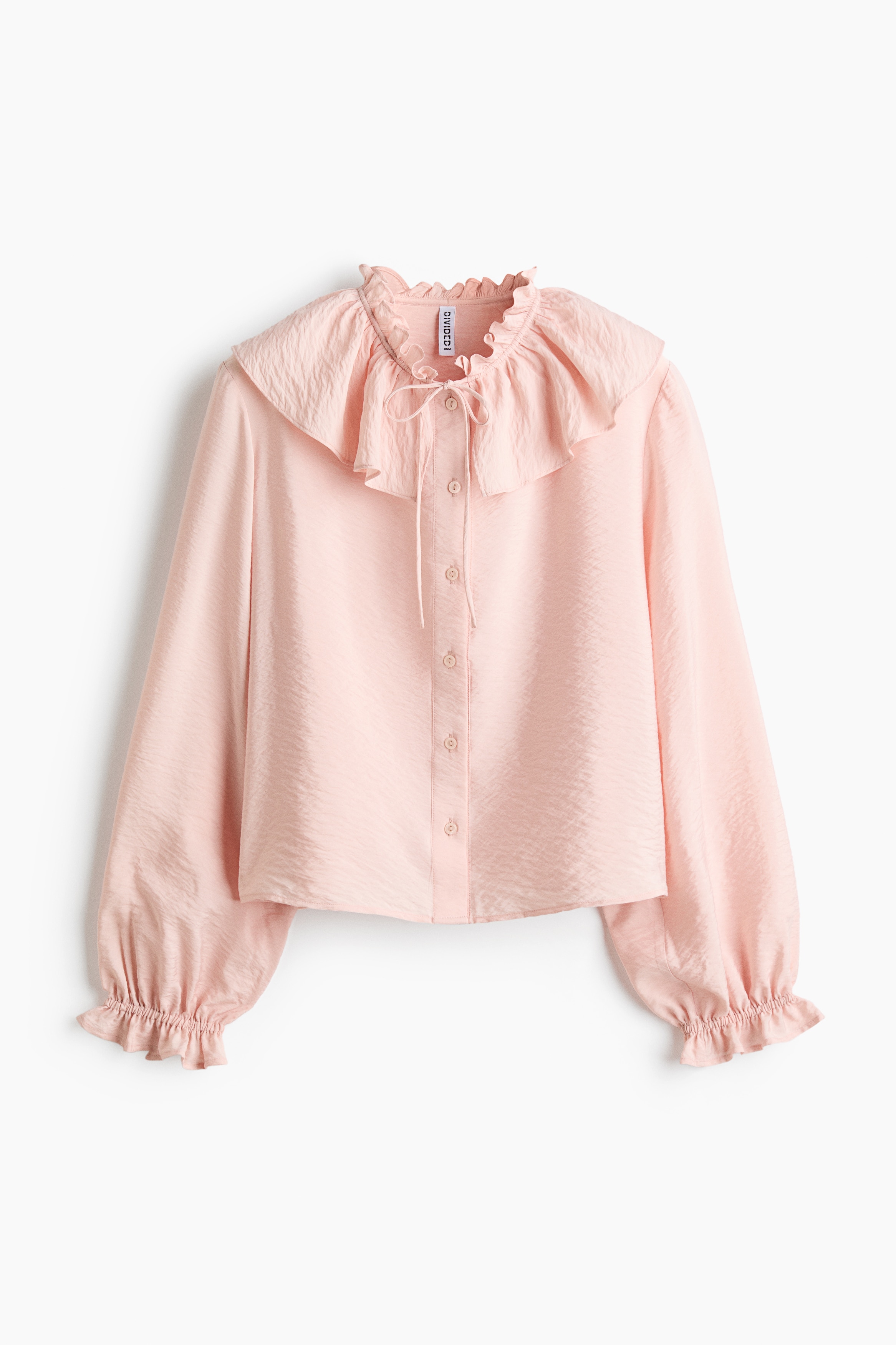 Ruffle-Trimmed Blouse - Powder pink/Light beige/dotted