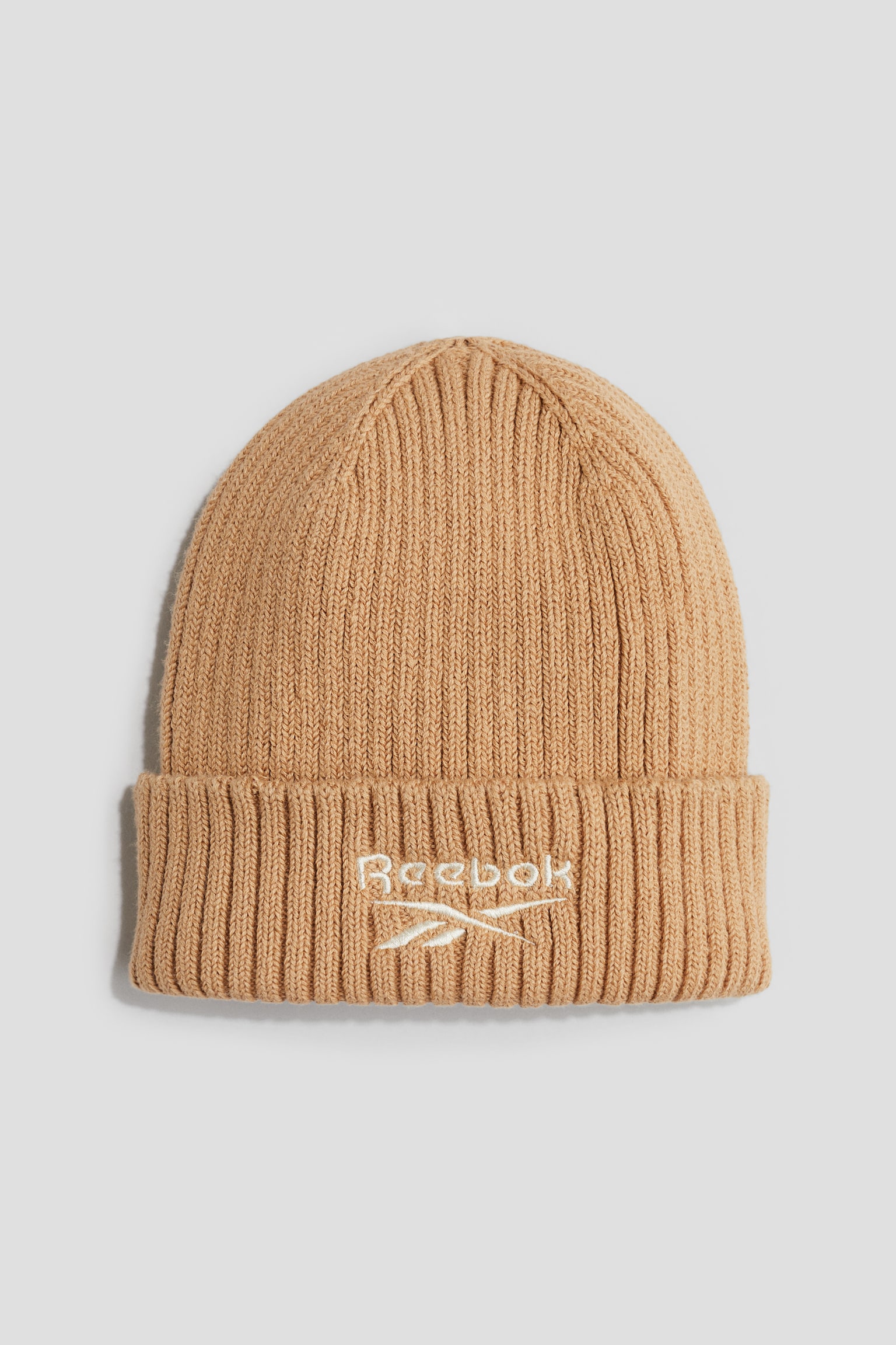 Embroidered-motif rib-knit beanie - Beige/Reebok - 2